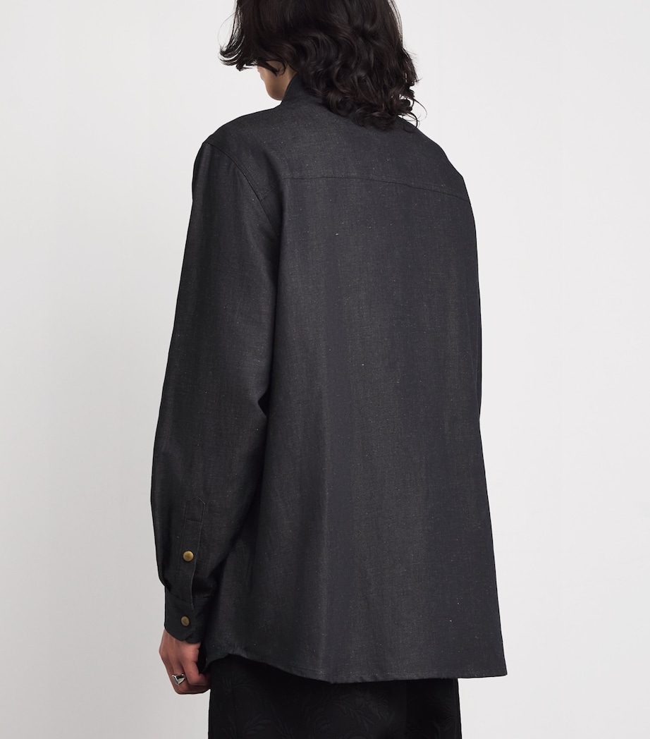 Cotton-Linen Achilles Overshirt K410 NAVY Image 4