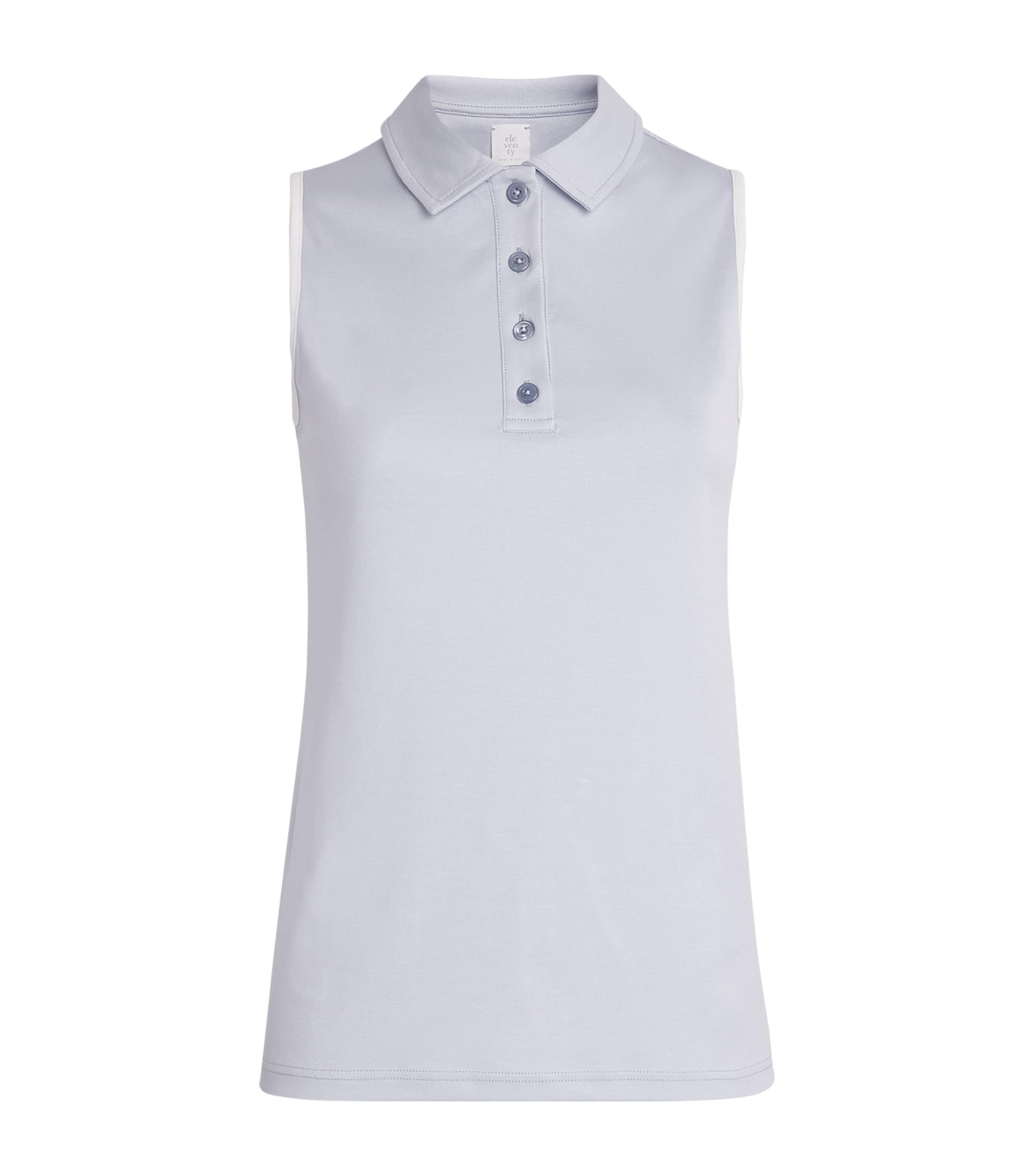 Eleventy Womens Cotton Sleeveless Polo Shirt Nuvola, Bianco Image 1