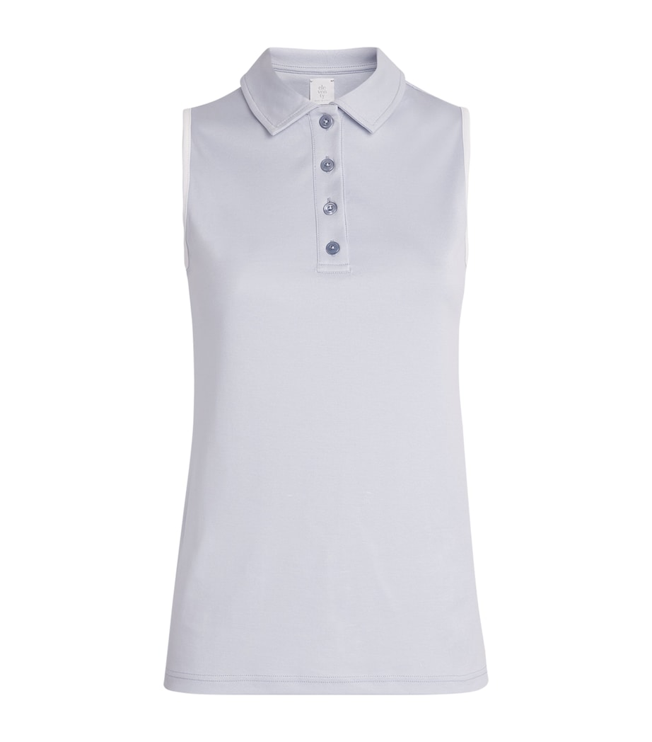 Eleventy Womens Cotton Sleeveless Polo Shirt Nuvola, Bianco Image 1