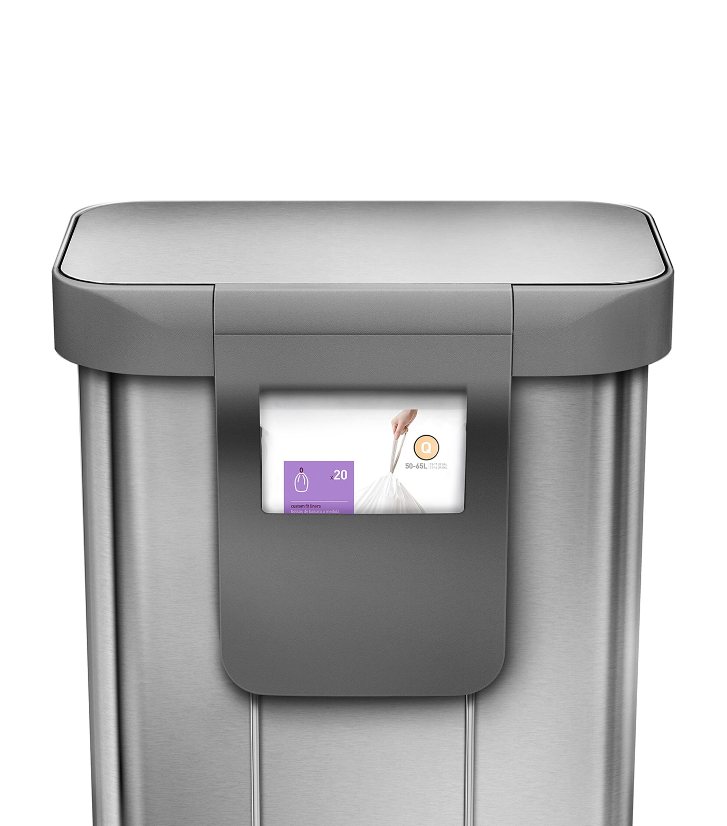 Rectangular Brushed Steel Pedal Bin (55L) BRUSHED STEEL Image 7