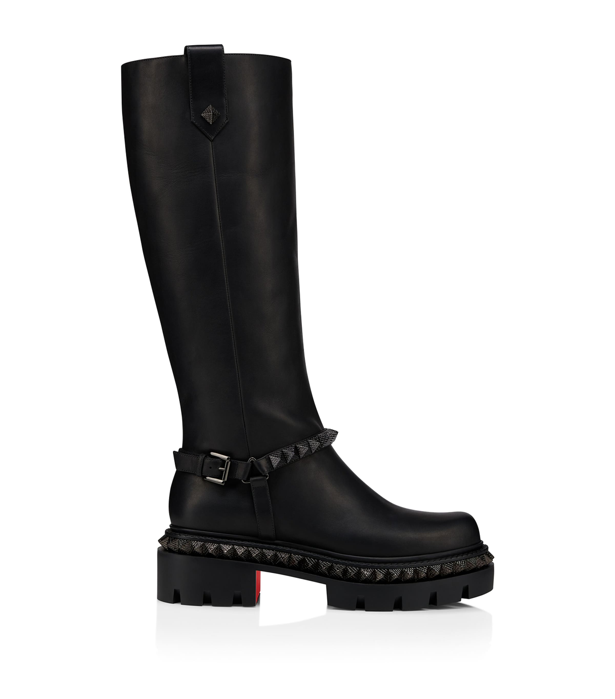 Christian Louboutin Marinetta Pyraclou Leather Knee-high Boots In Red