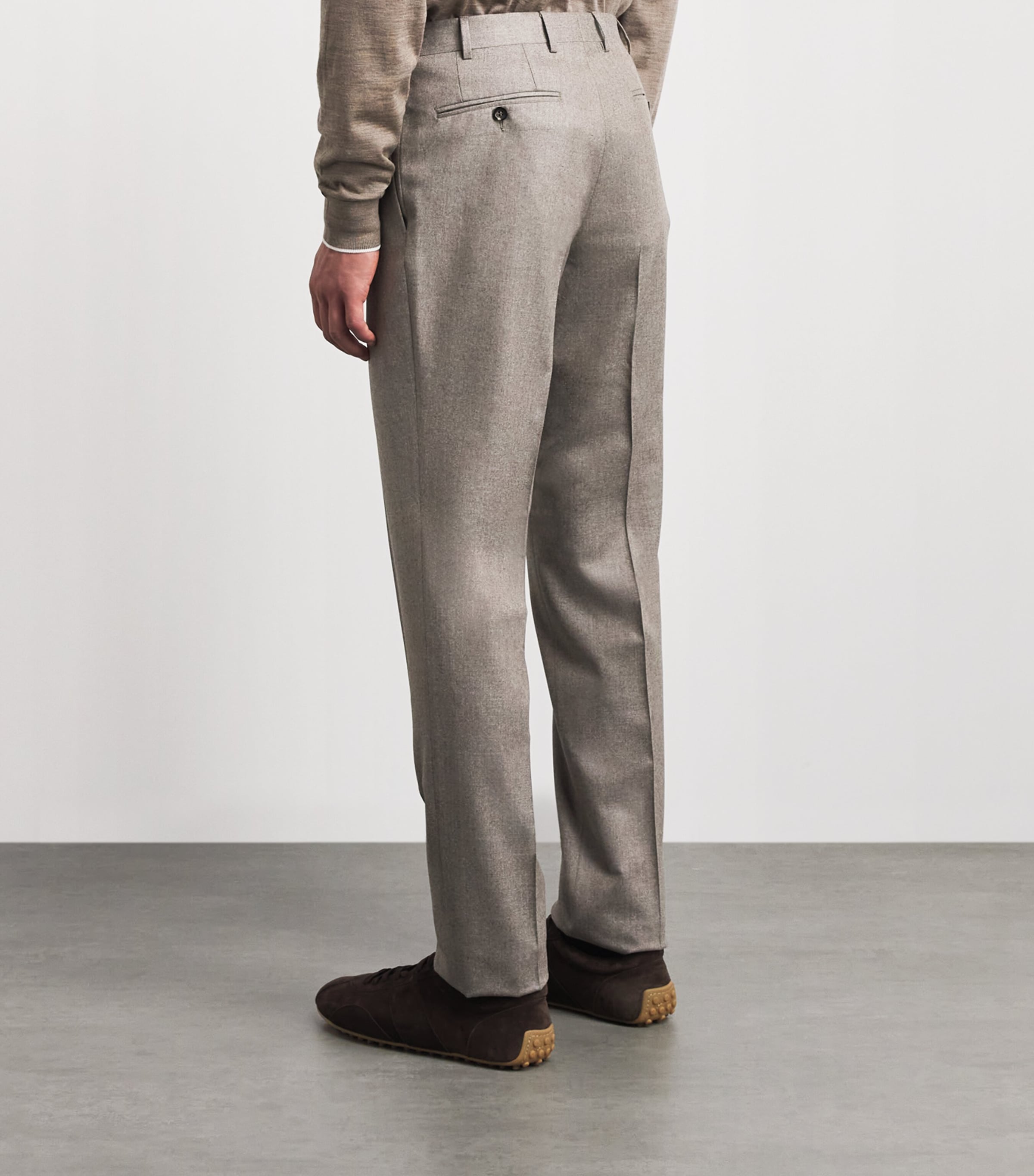 Canali Mens Wool Straight Trousers Grey Image 5