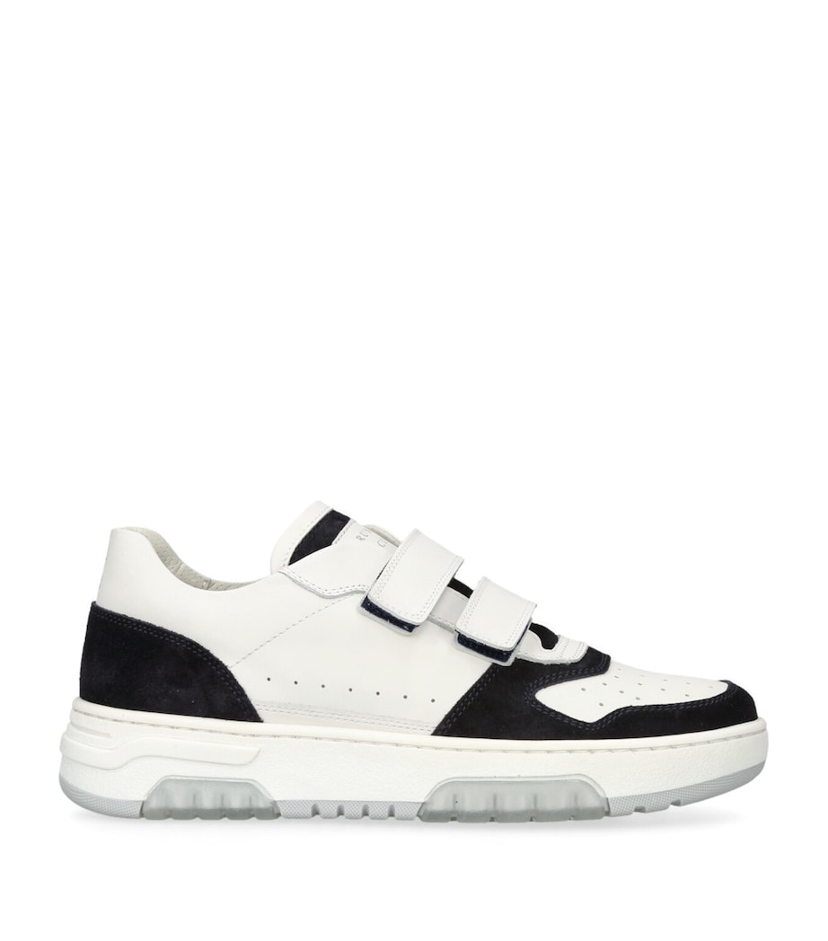 Brunello Cucinelli Kids Leather Suede-Trim Velcro Sneakers White/navy Image 1
