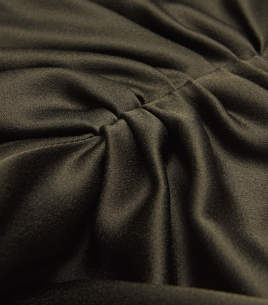 Satin Gathered Waist Midi Skirt 2706 DARK OLIVE Image 5