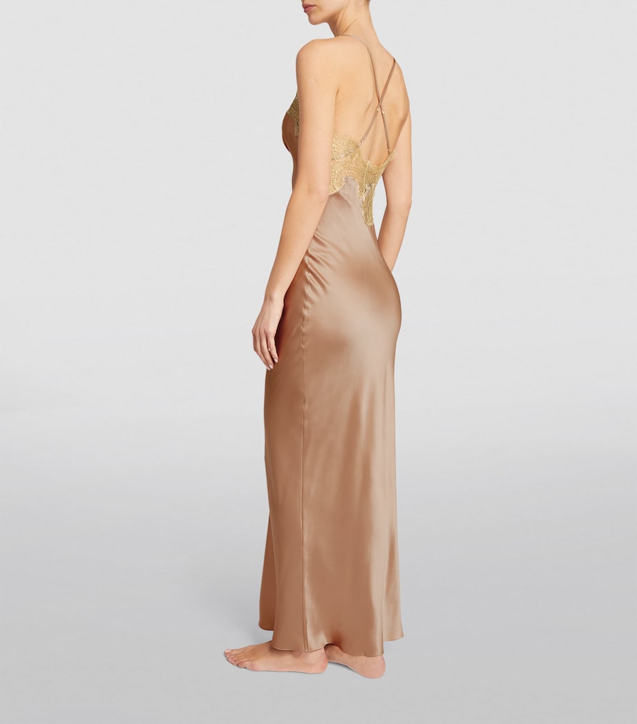 Silk Gina Slip Dress ALMOND/GOLD Image 3