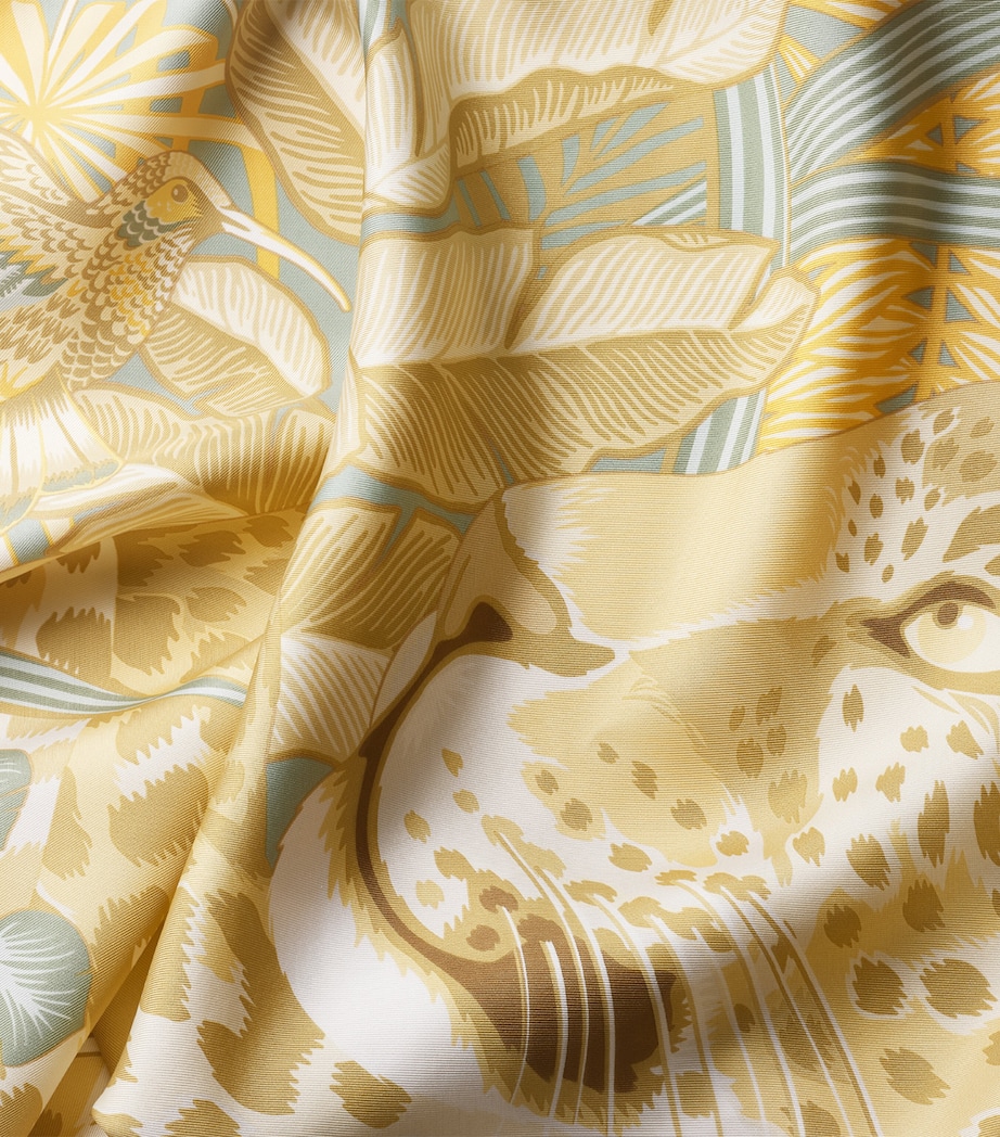 Silk Panthère in the Jungle Scarf GREEN AND YELLOW Image 6