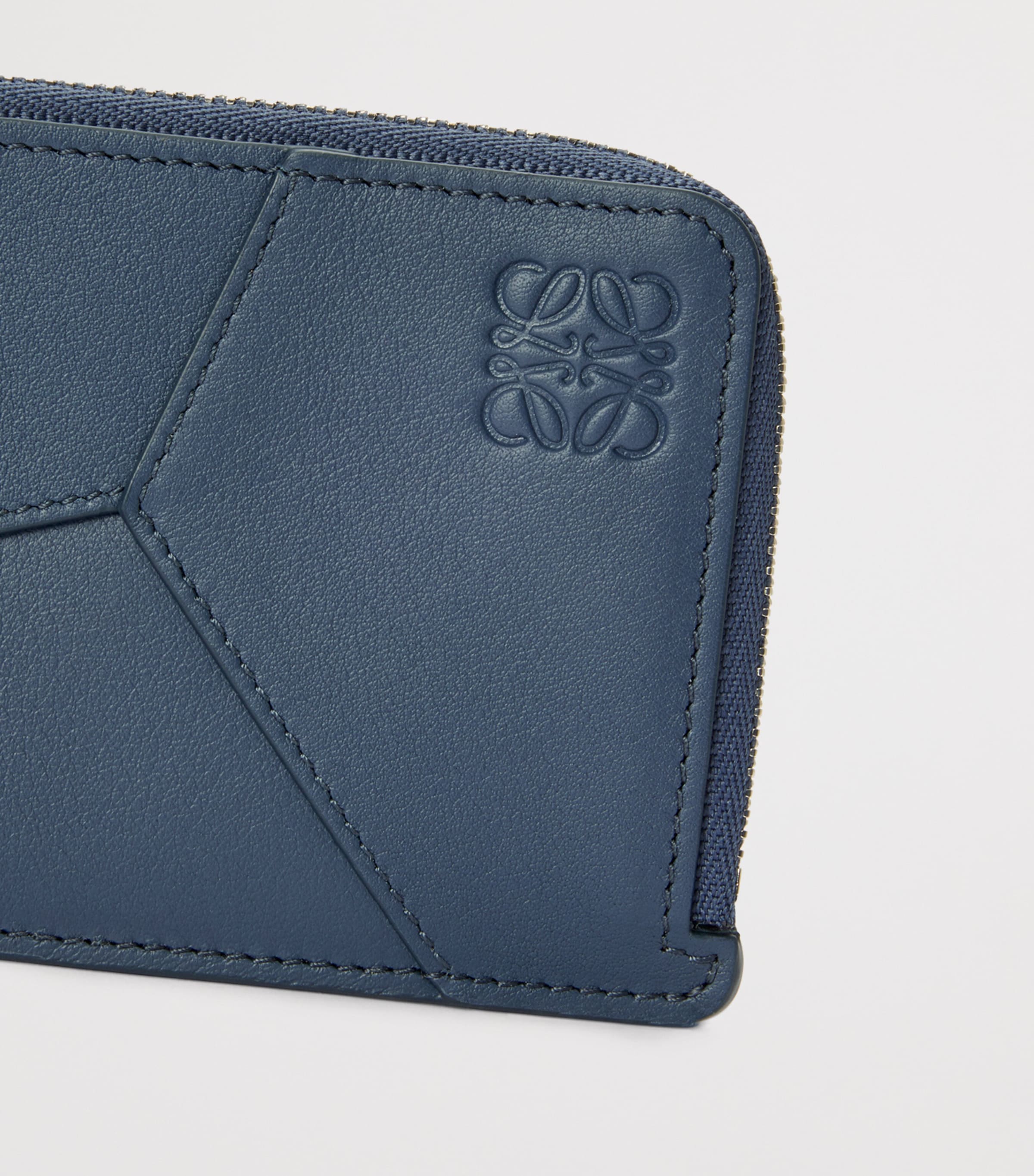 Leather Puzzle Edge Coin and Card Holder INDIGO DYE Image 4