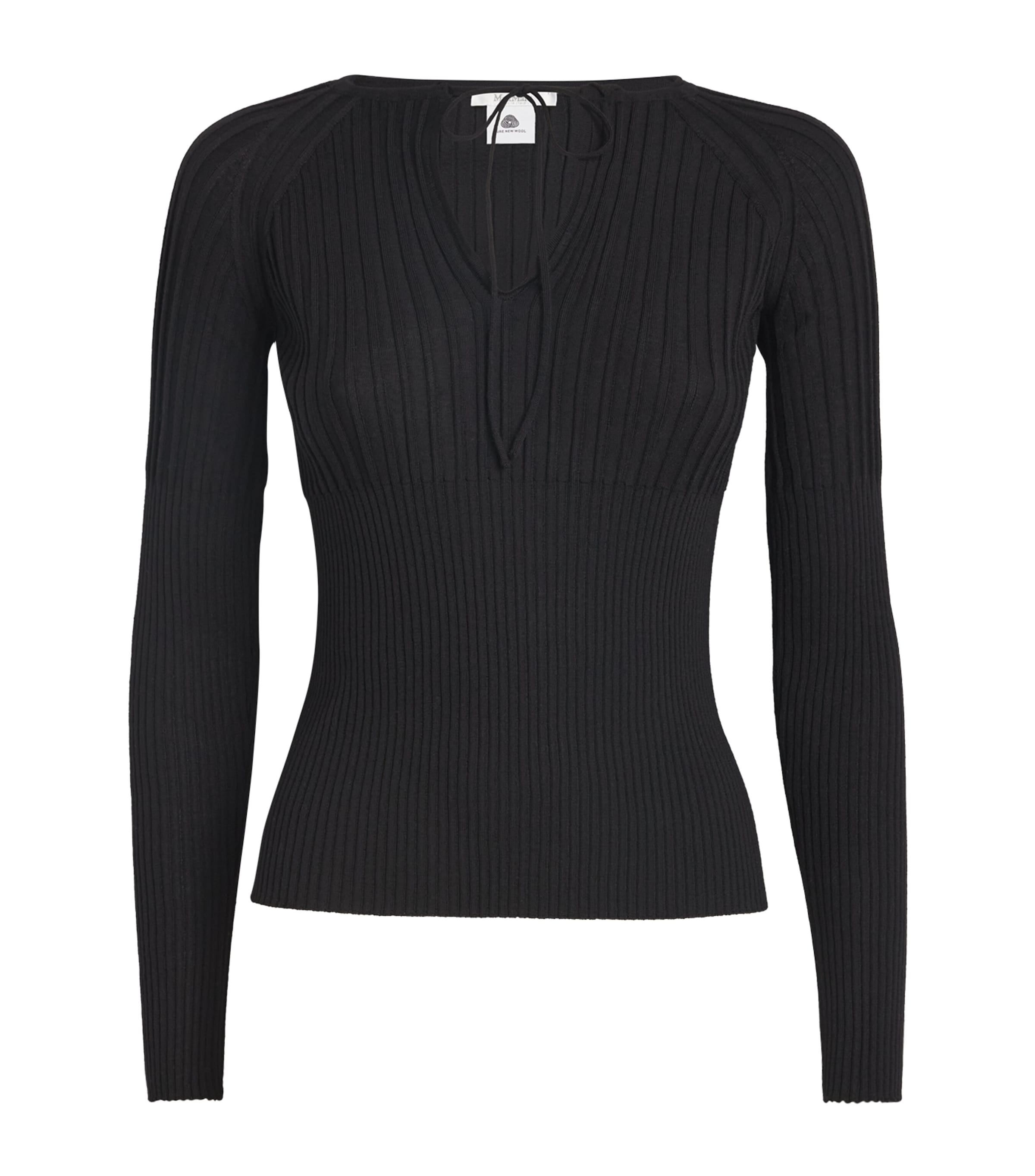 Max Mara New Wool Ribbed Top In Black