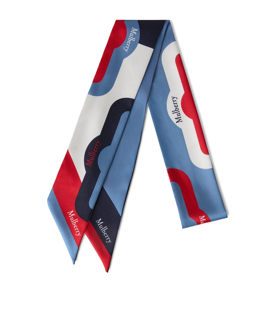 Mulberry Satin Printed Scarf Brighton Blue Image 1