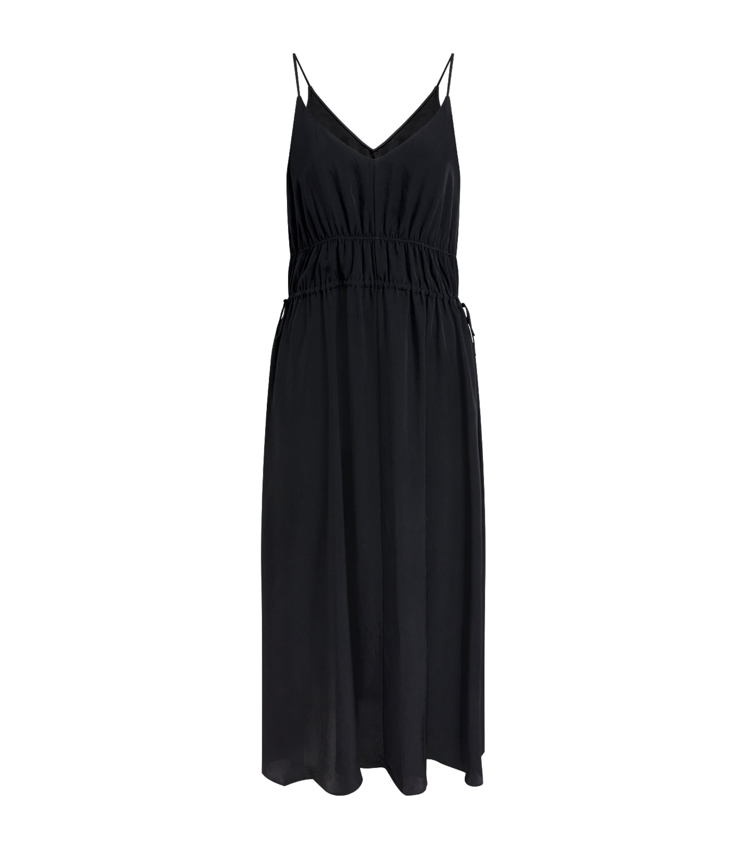 Theory Womens Gathered V-Neck Maxi Dress Black Image 1