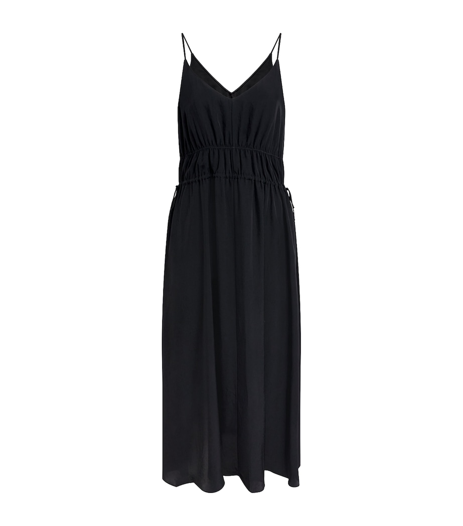 Theory Womens Gathered V-Neck Maxi Dress Black Image 1