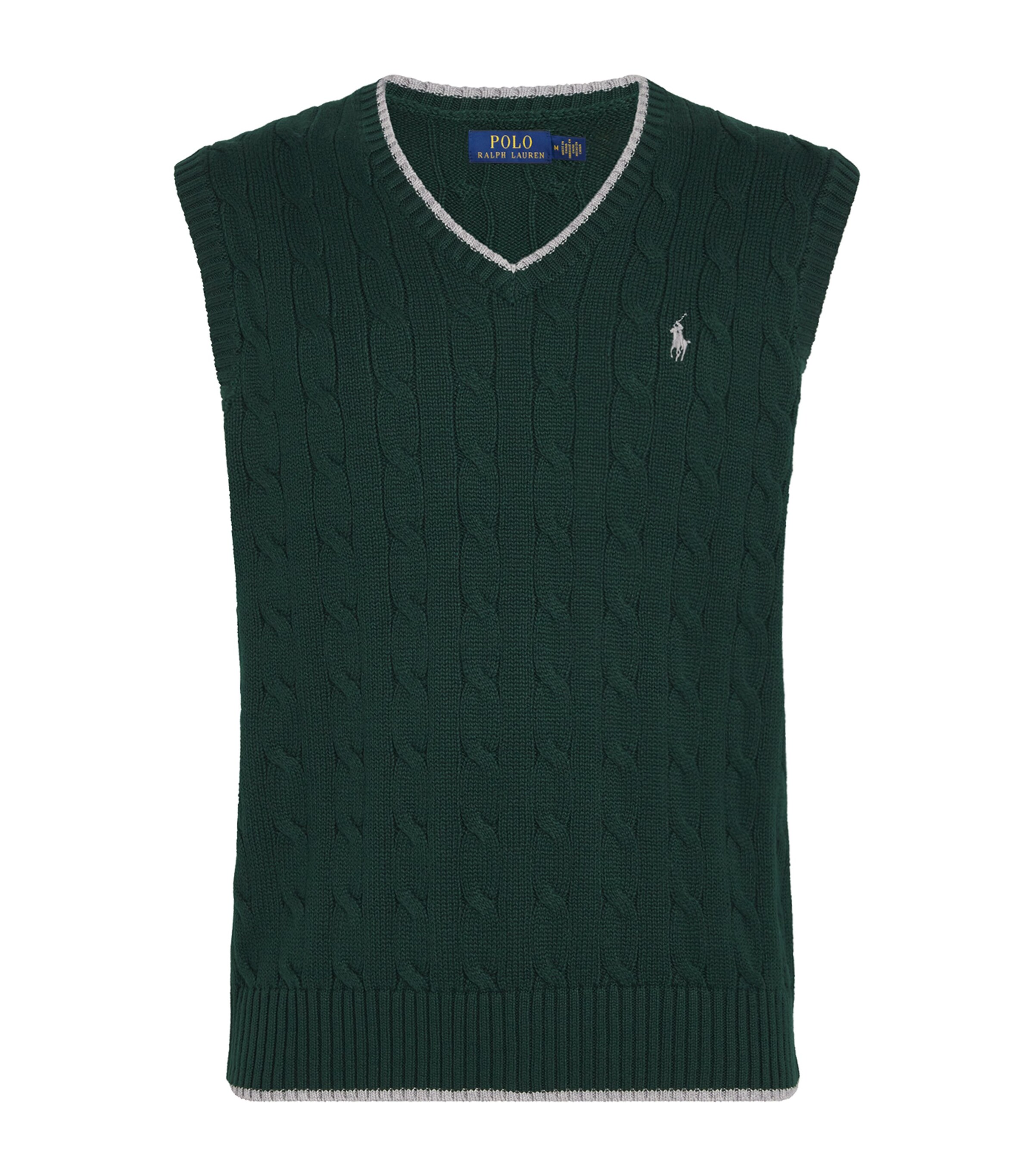 Polo Ralph Lauren Mens Cotton Cable Knit Sweater Vest Green Image 1