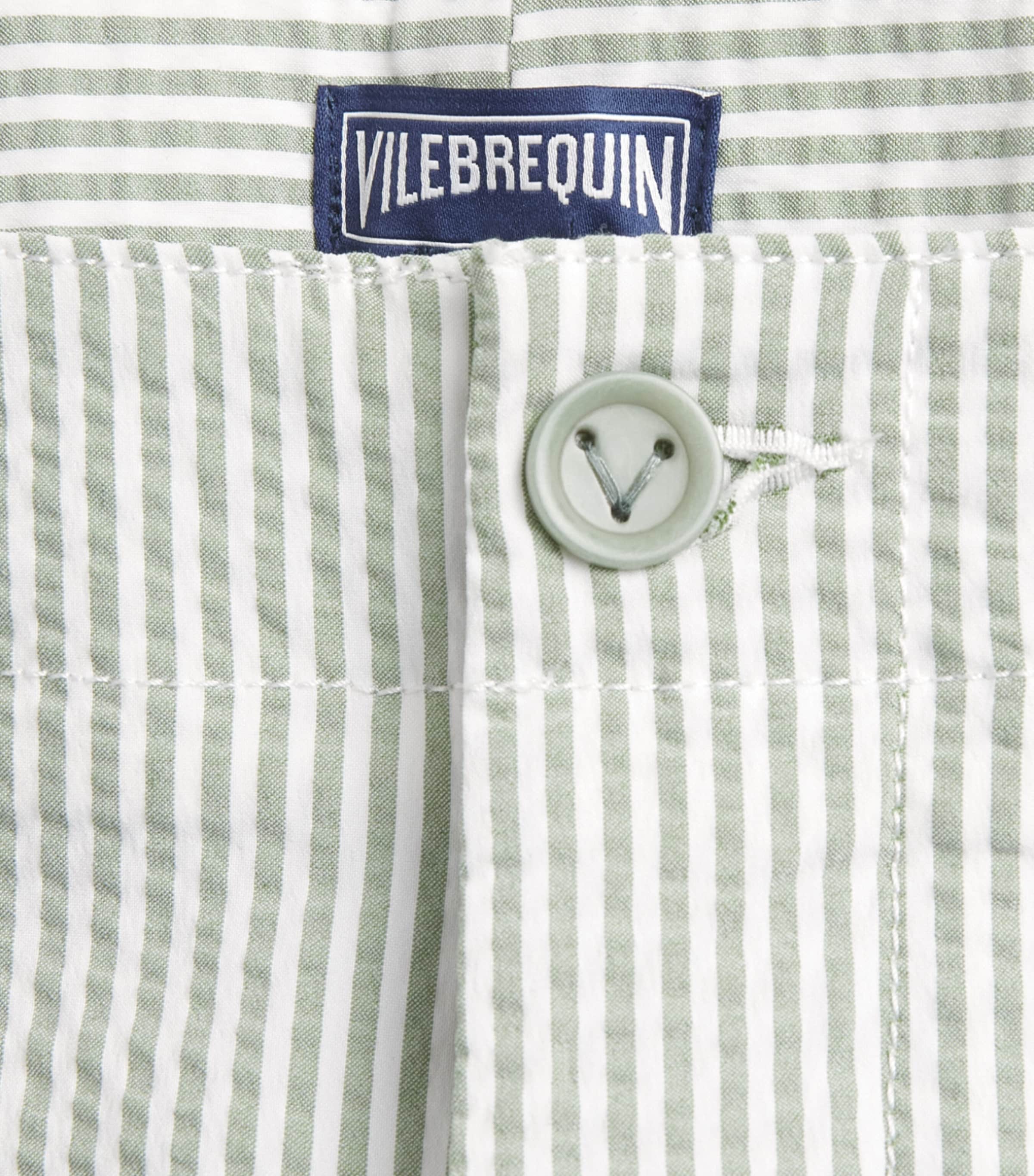 Vilebrequin Mens Seersucker Stripe Bermuda Shorts Kaki Image 6