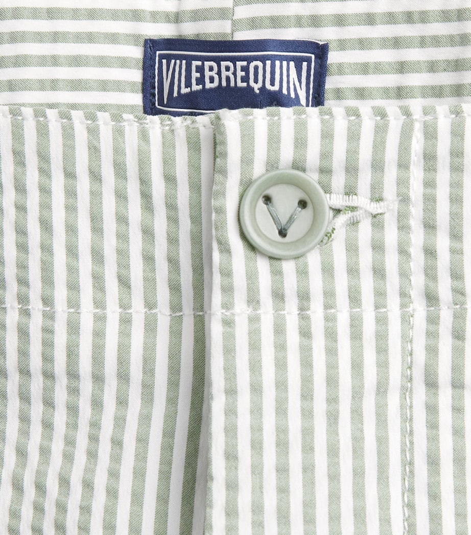 Vilebrequin Mens Seersucker Stripe Bermuda Shorts Kaki Image 6