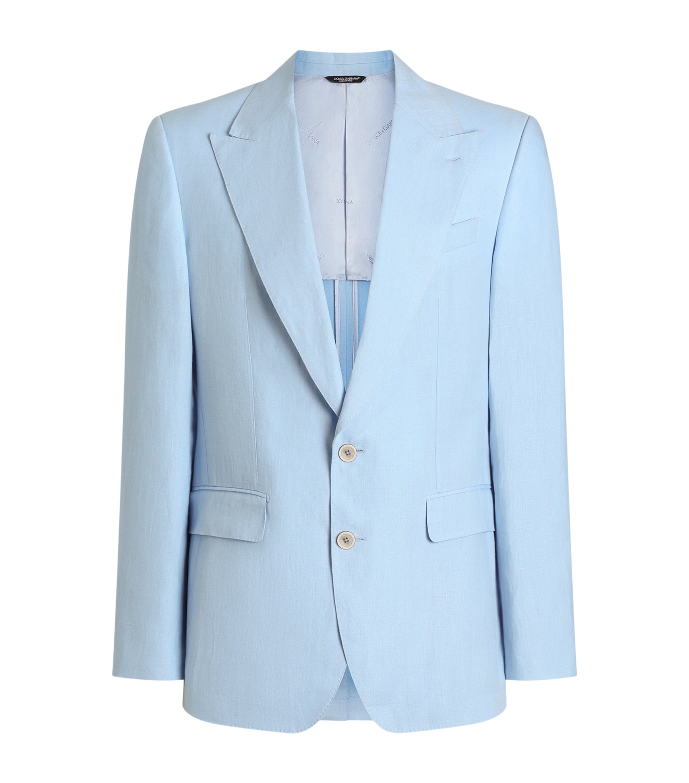 Dolce & Gabbana Linen Single-breasted Jacket In Blue