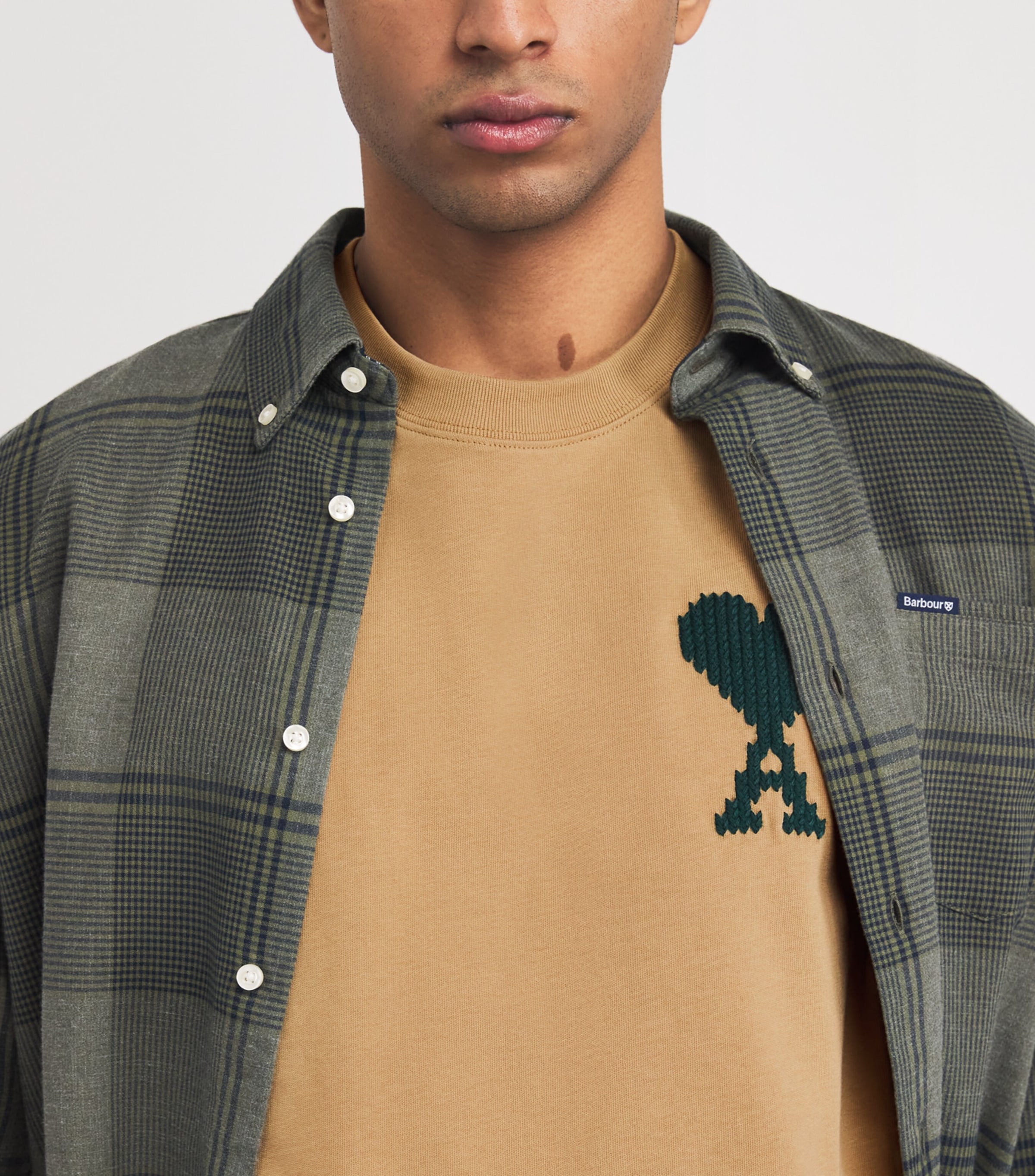 Cotton Zigzag Logo T-Shirt A047 CAMEL/EVERGREEN Image 6