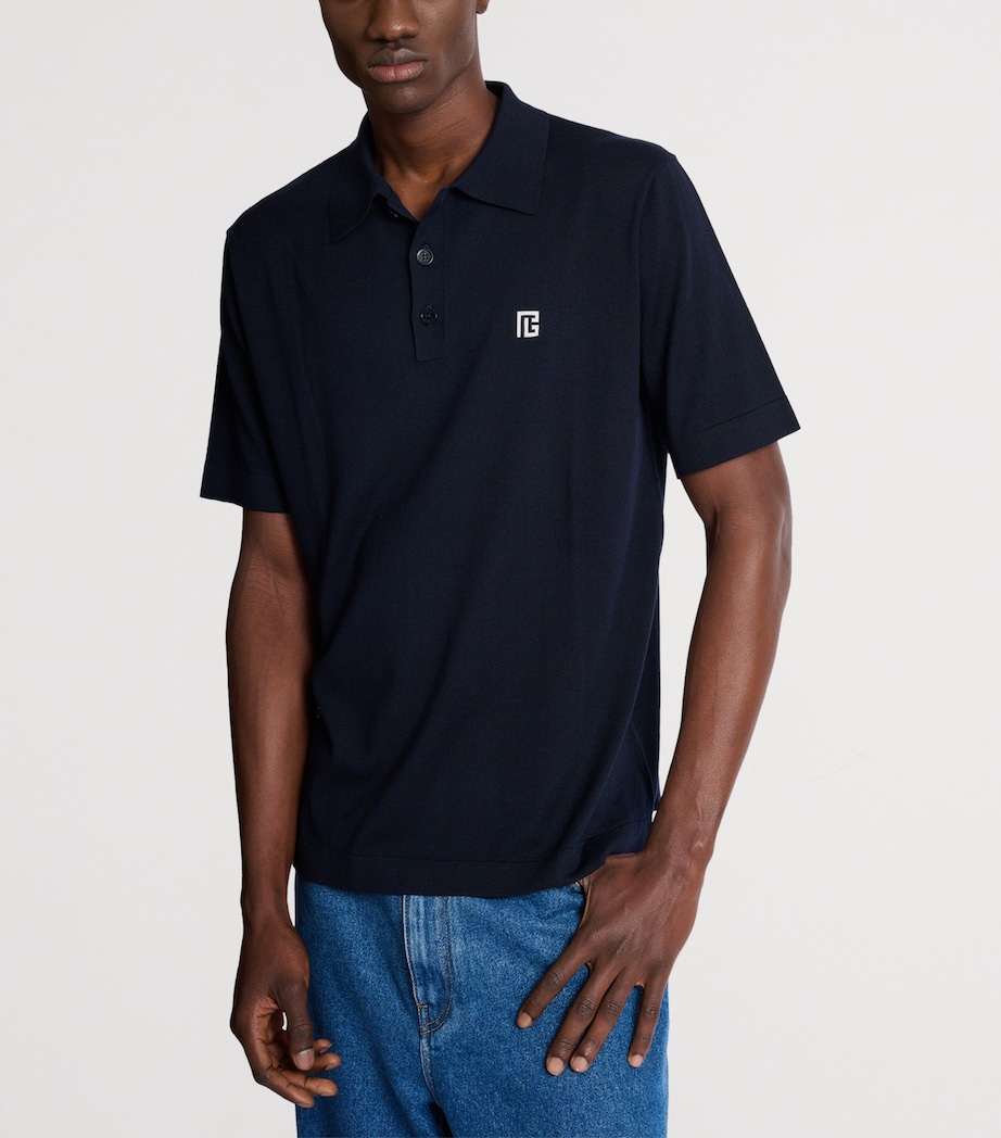 Silk-Cotton Logo Polo Shirt SIV MARINE/BLANC Image 5