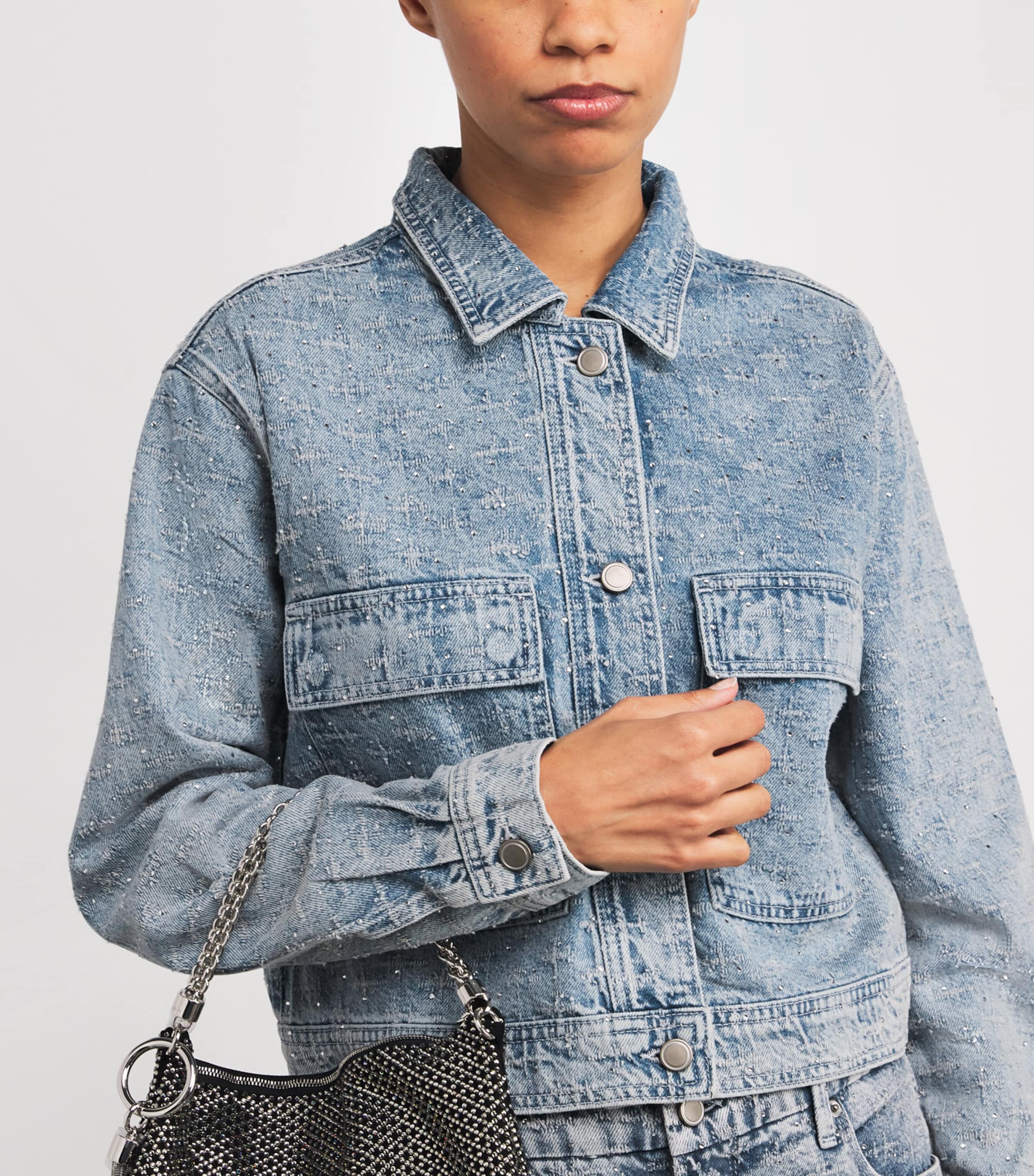 Crystal-Embellished Denim Jacket INDIGO1070 Image 6