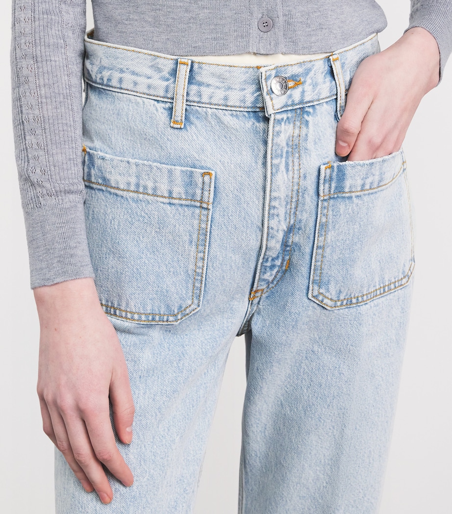 Sandro Paris Womens Straight-Leg Patch Pocket Jeans Light Bu Jean Image 3