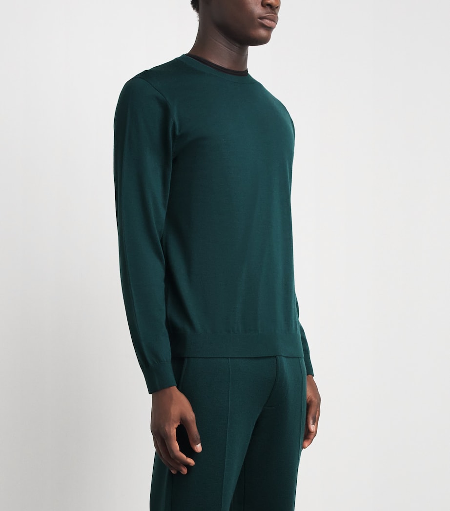 Falke Mens Ultrafine Merino Wool Sweater Forest Image 4