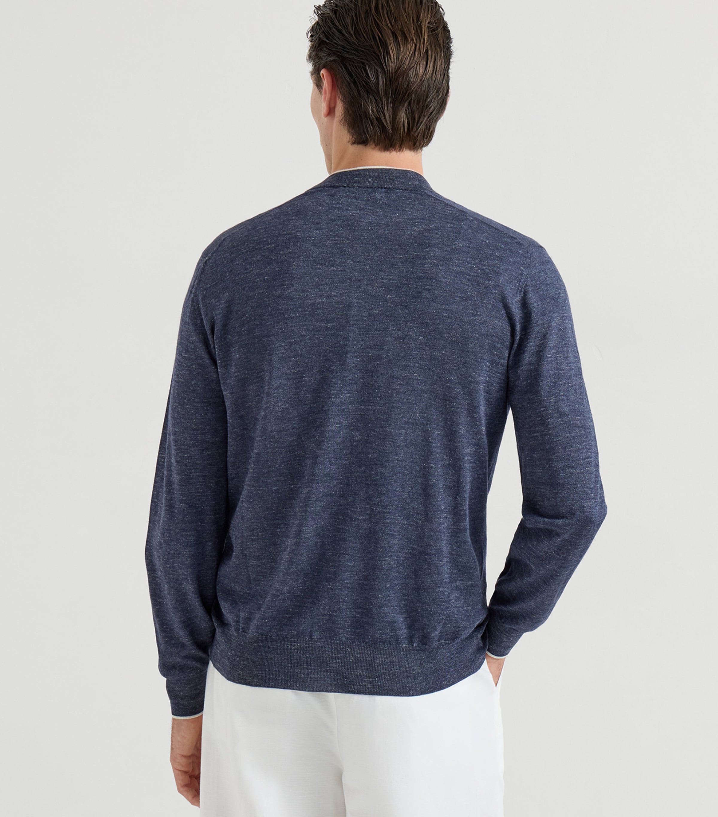 Brunello Cucinelli Mens Cashmere-Silk-Linen V-Neck Cardigan Image 5