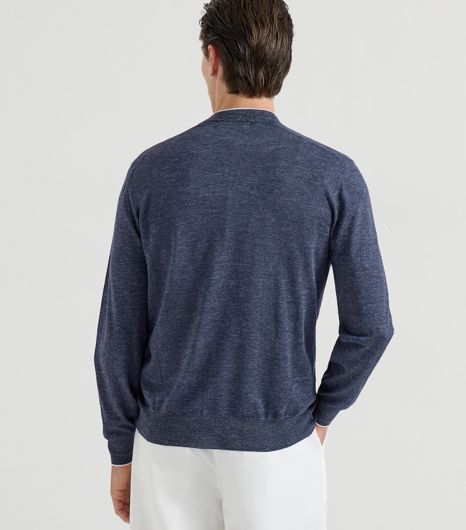 Brunello Cucinelli Mens Cashmere-Silk-Linen V-Neck Cardigan Image 5