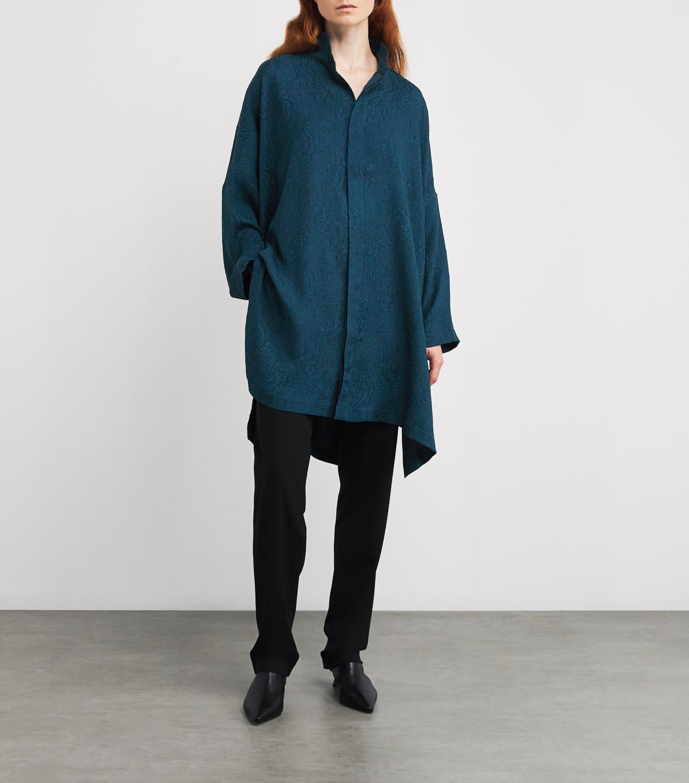 Silk Stand-Collar Shirt TEALDARK Image 2