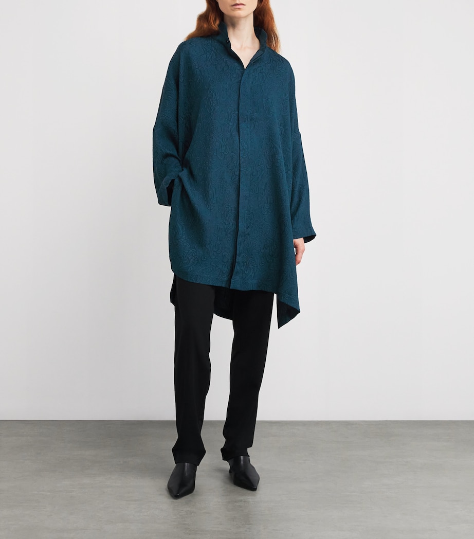 Silk Stand-Collar Shirt TEALDARK Image 2