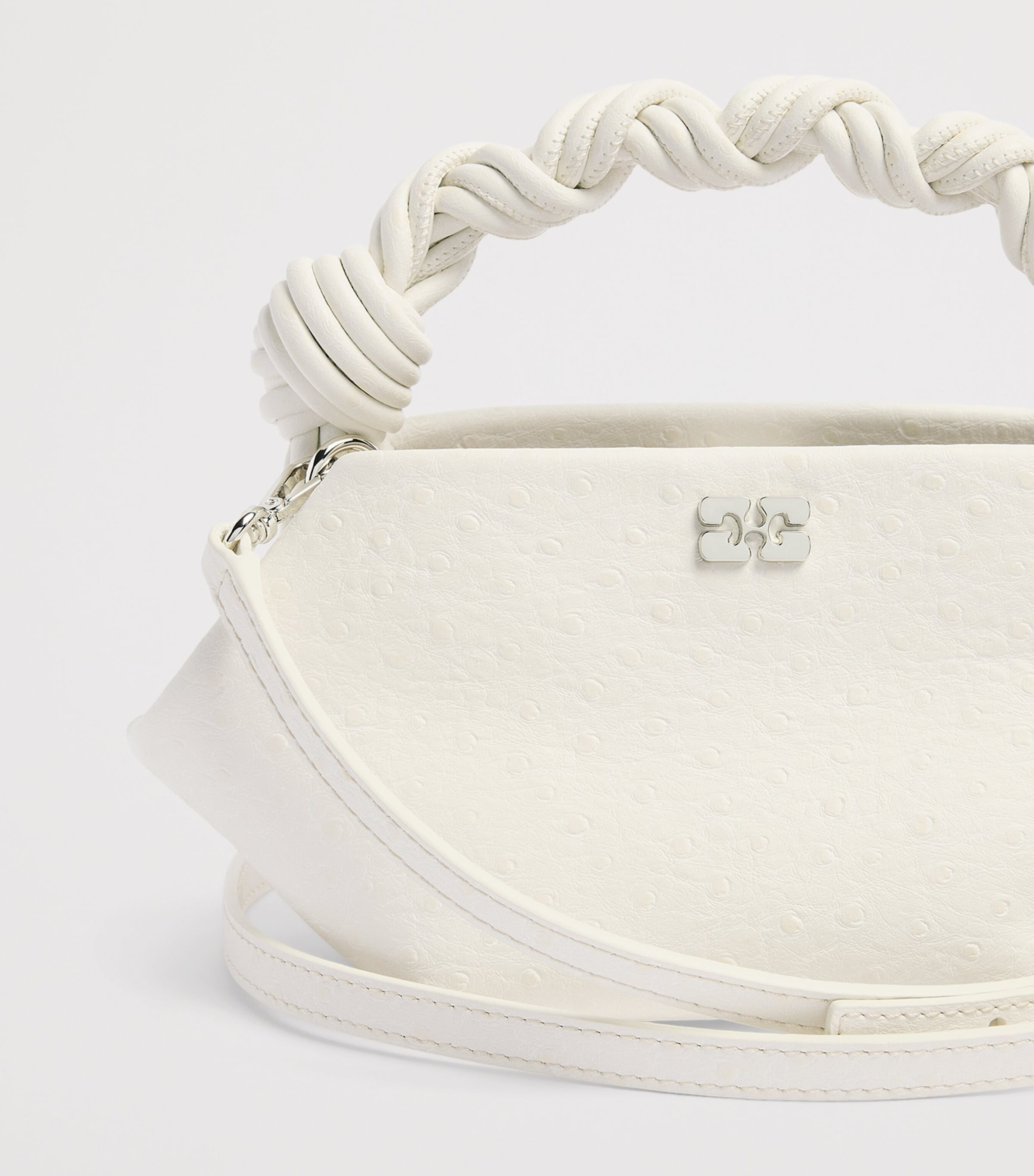 GANNI Mini Ostrich-Effect Bou Shoulder Bag Egret Image 6