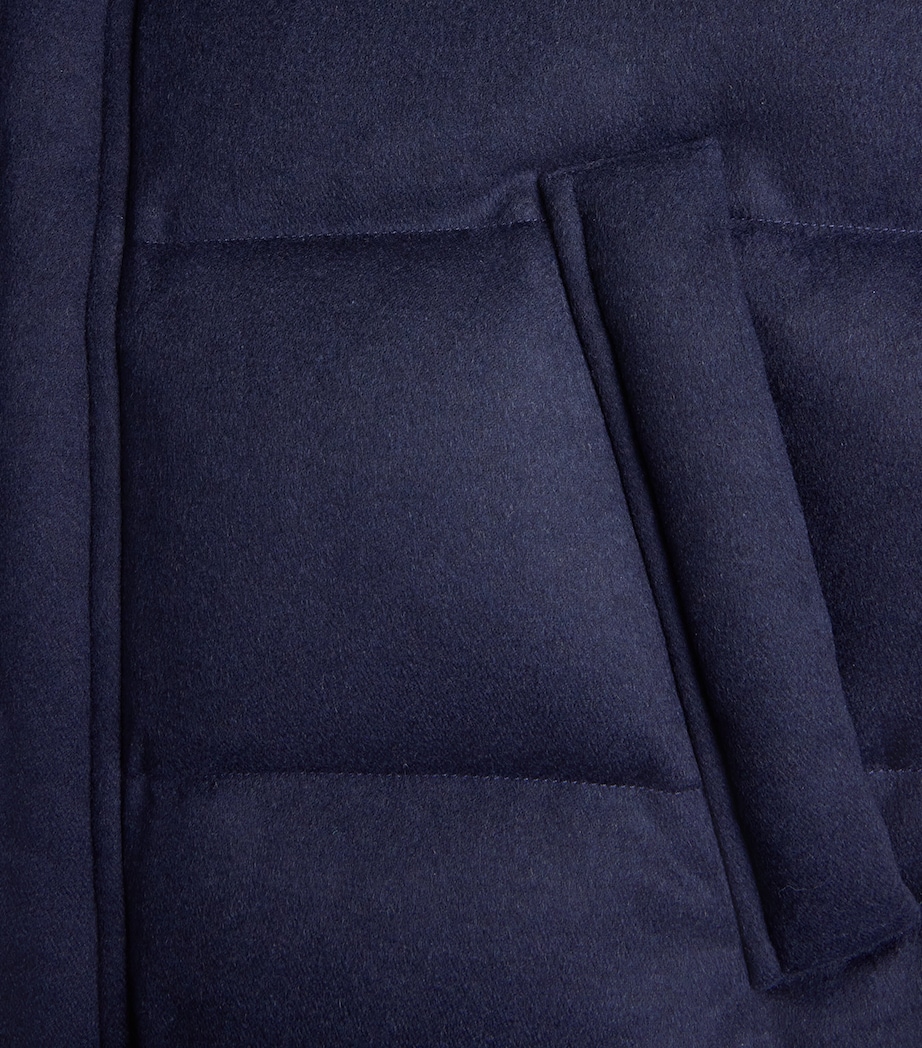 Alan Scott Mens Cashmere-Blend Quilted Down Coat Midnight Image 6