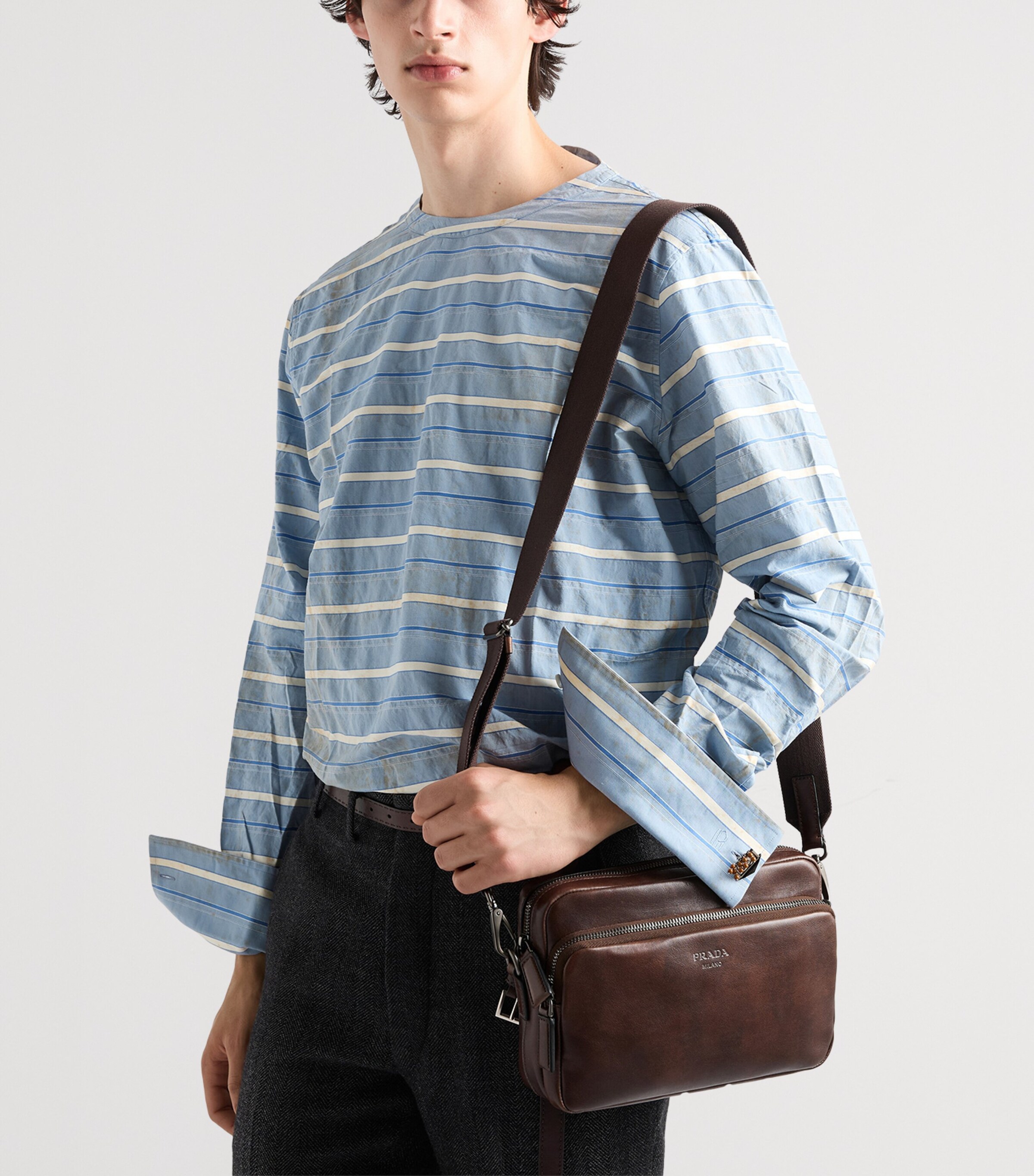 Prada Leather Shoulder Bag Brown Image 8