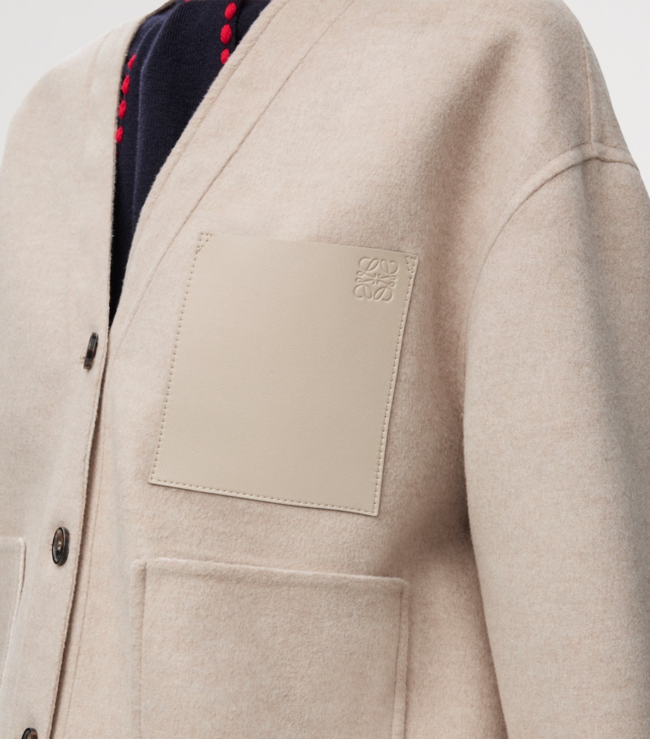 Wool-Cashmere Anagram Cardigan SANDSTONE/WHITE Image 5