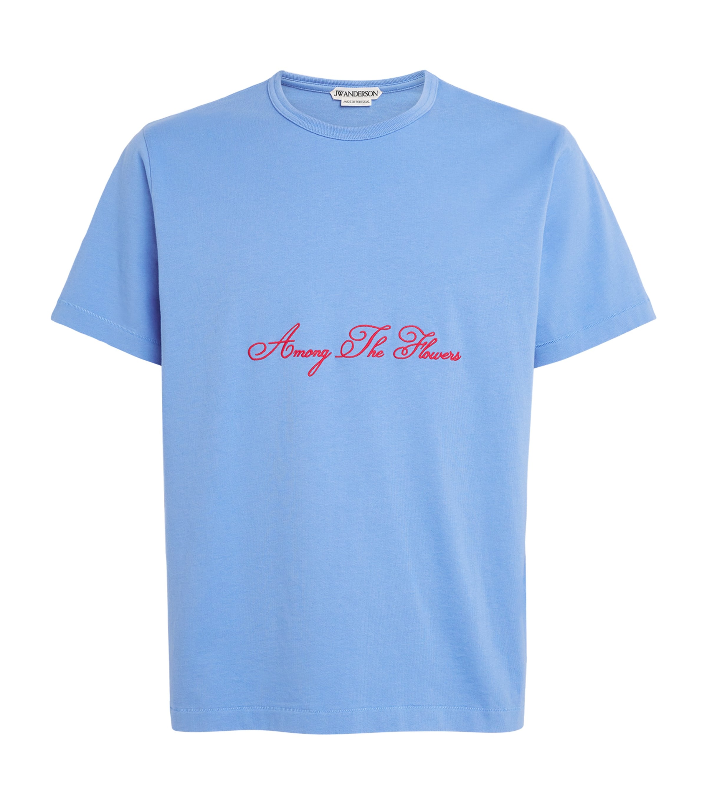 JW Anderson Mens Cotton Embroidered T-Shirt Pale Blue Image 1