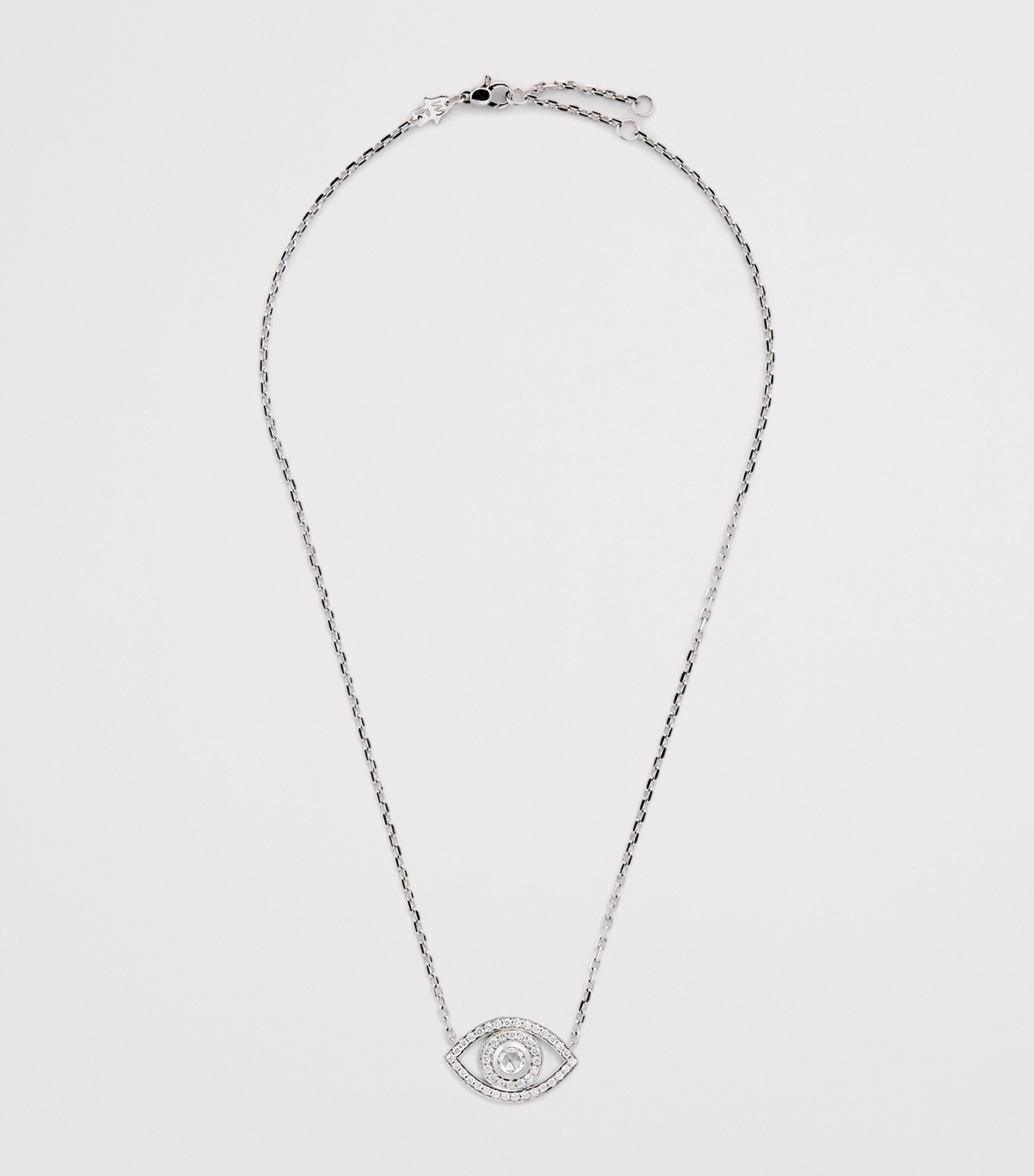 White Gold, Rose-Cut Diamond and Pavé Diamonds Protected Eye Necklace WHITE GOLD Image 2
