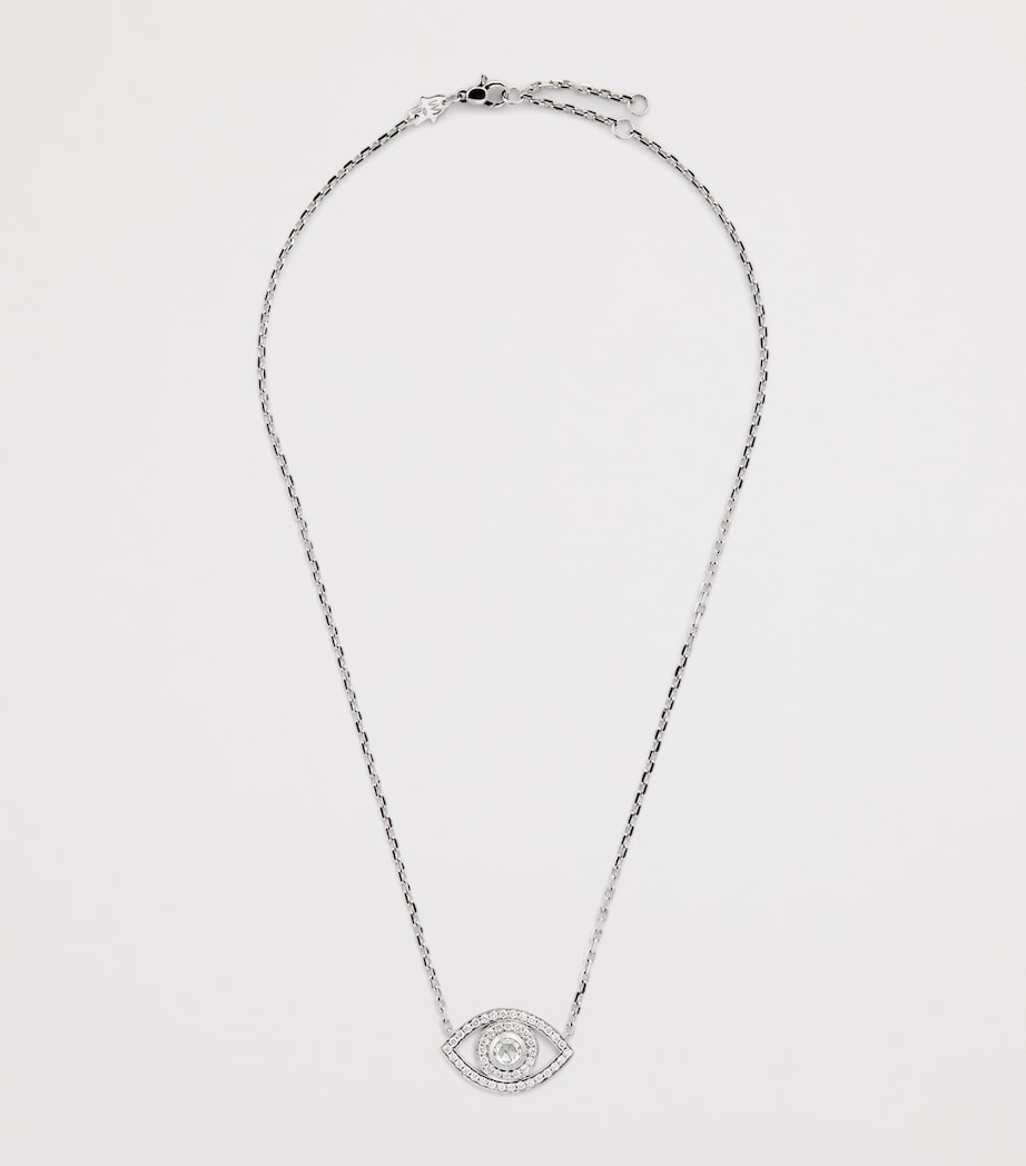 White Gold, Rose-Cut Diamond and Pavé Diamonds Protected Eye Necklace WHITE GOLD Image 2