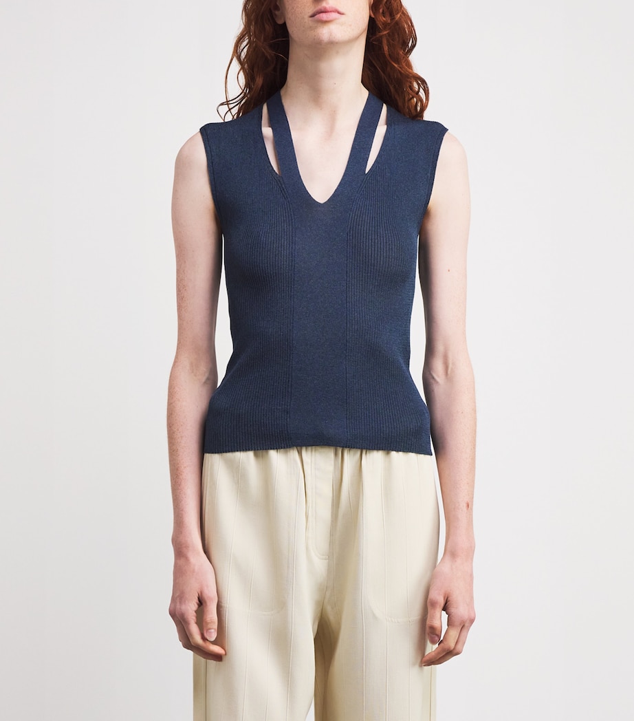 Knitted Cut-Out Top NAVY Image 3