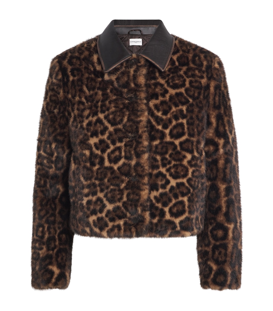 Faux Fur Leopard Bomber Jacket LEOPARD Image 1
