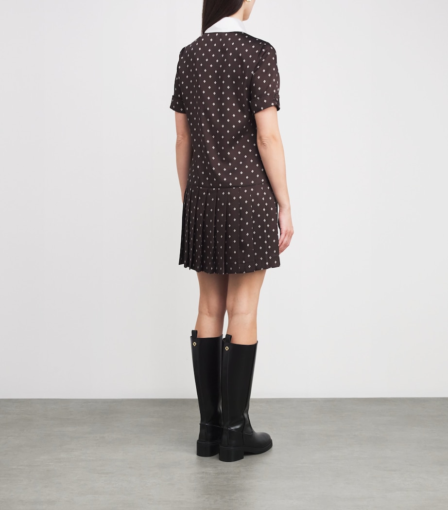 Satin Printed Mini Dress BROWN / WHITE Image 3