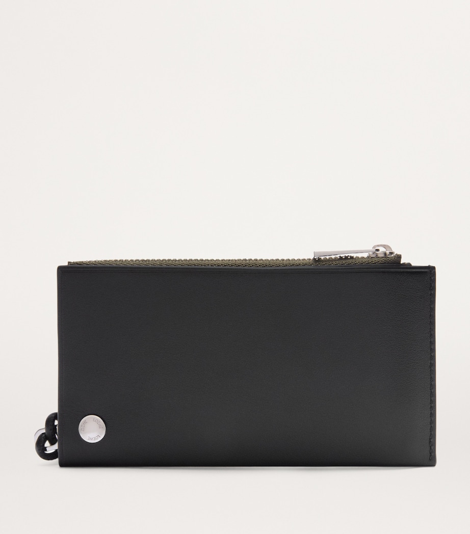 Leather Pebble Slider Coin Card Holder BLACK/DARK KHAKI Image 2