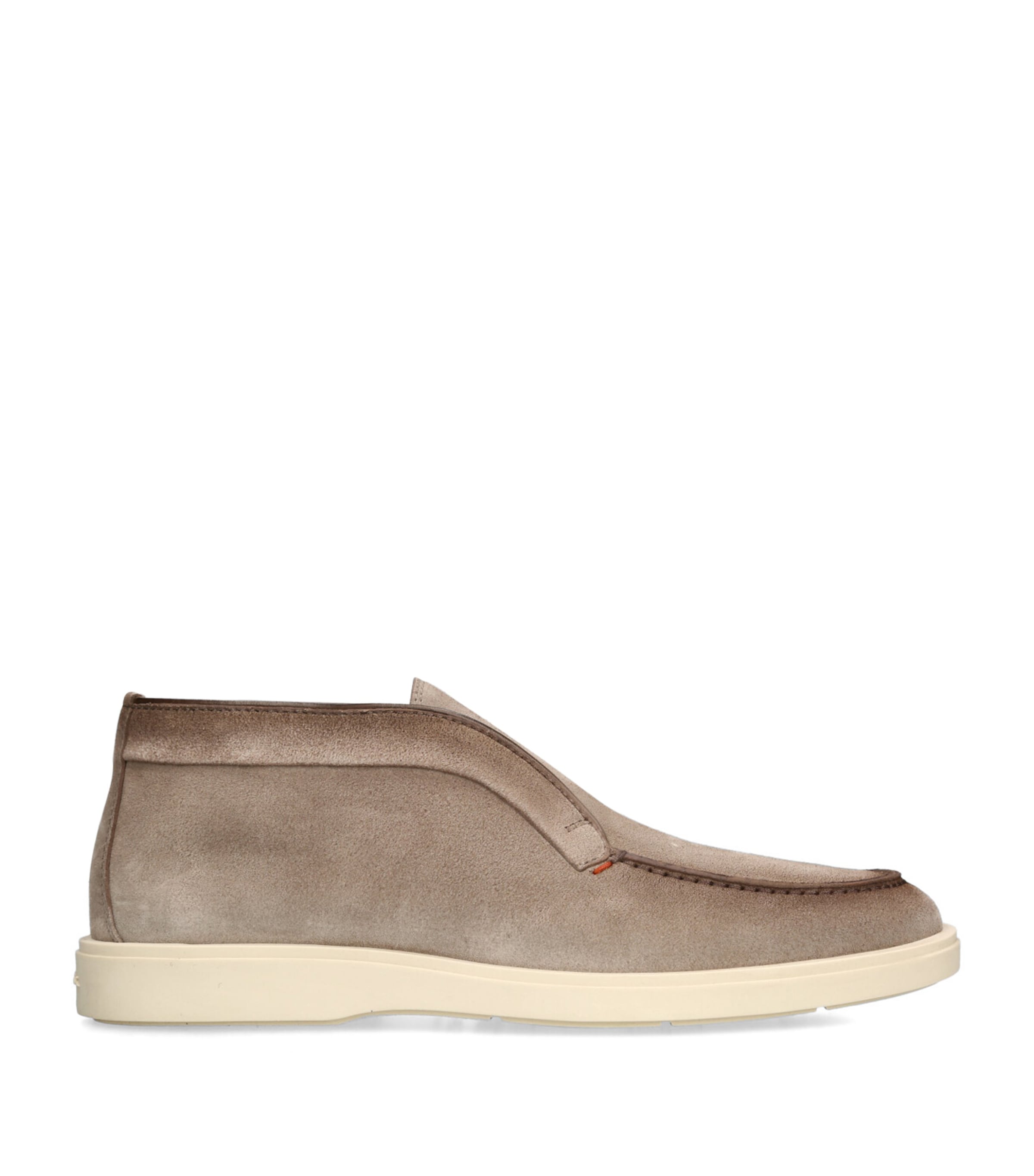 Santoni Mens Grey Detroit Slip-on Suede Desert Boots In Beige