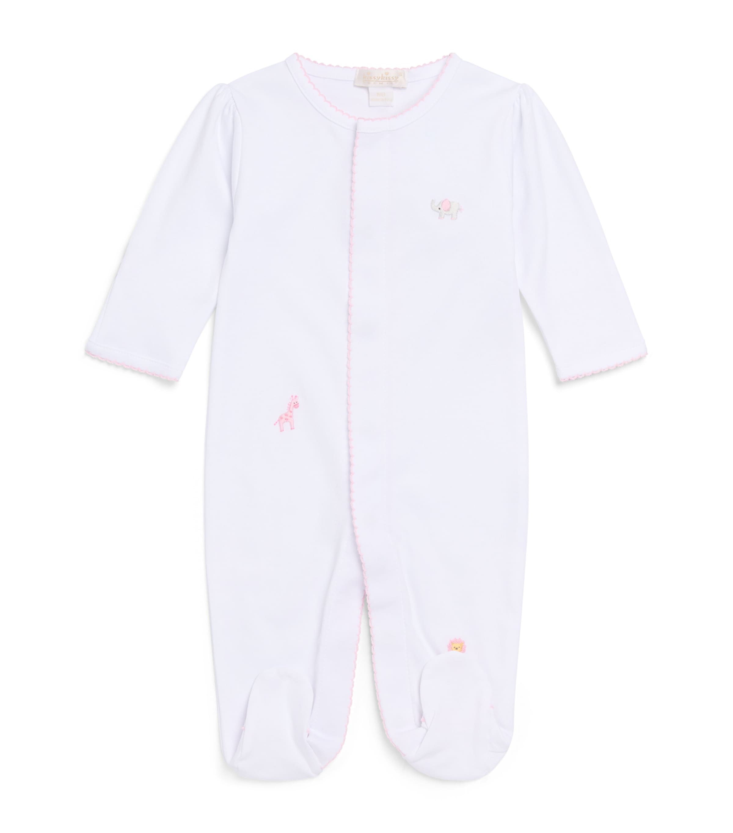Kissy Kissy Cotton Embroidered-Elephant All In One Pink Image 1