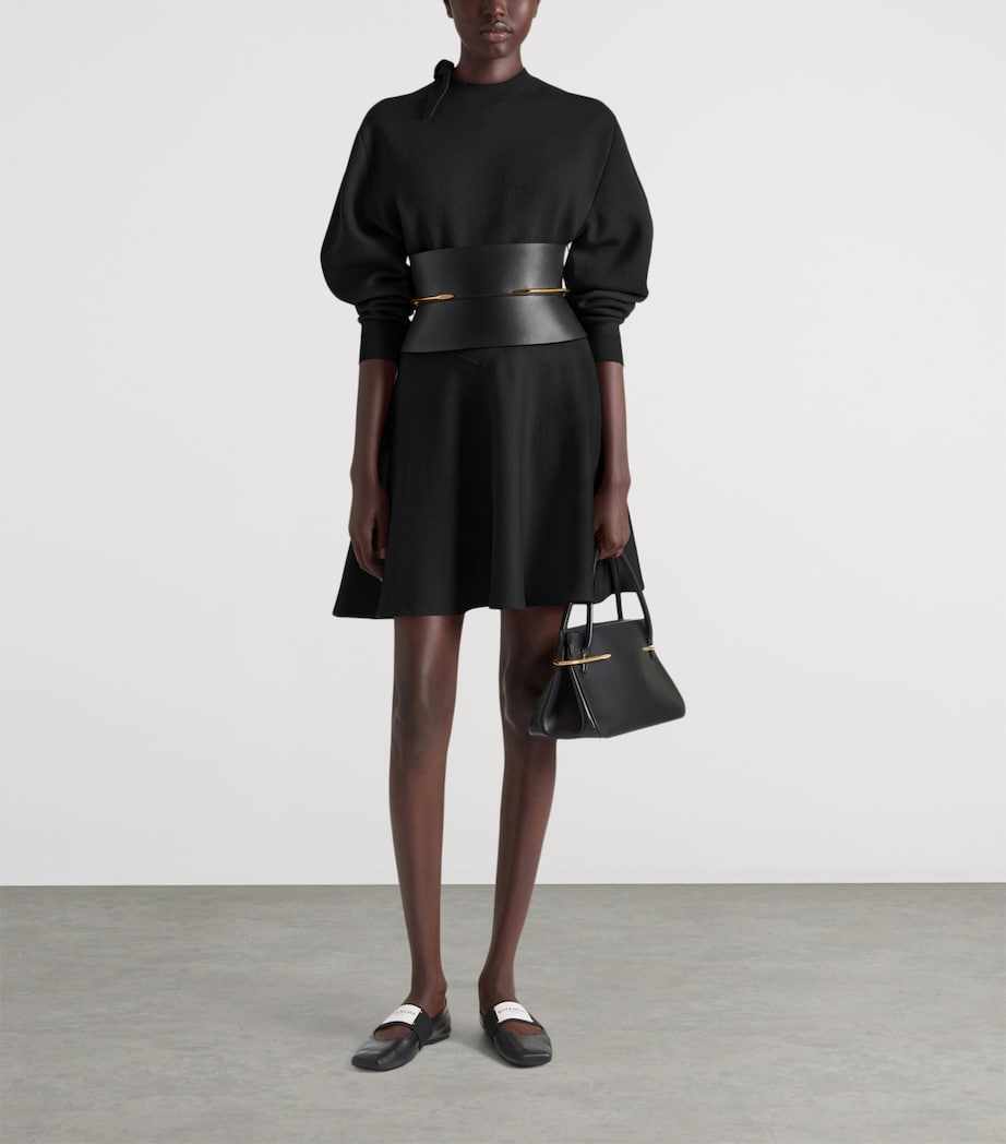 Givenchy Womens Wool-Cotton Mini Sweater Dress Black Image 2