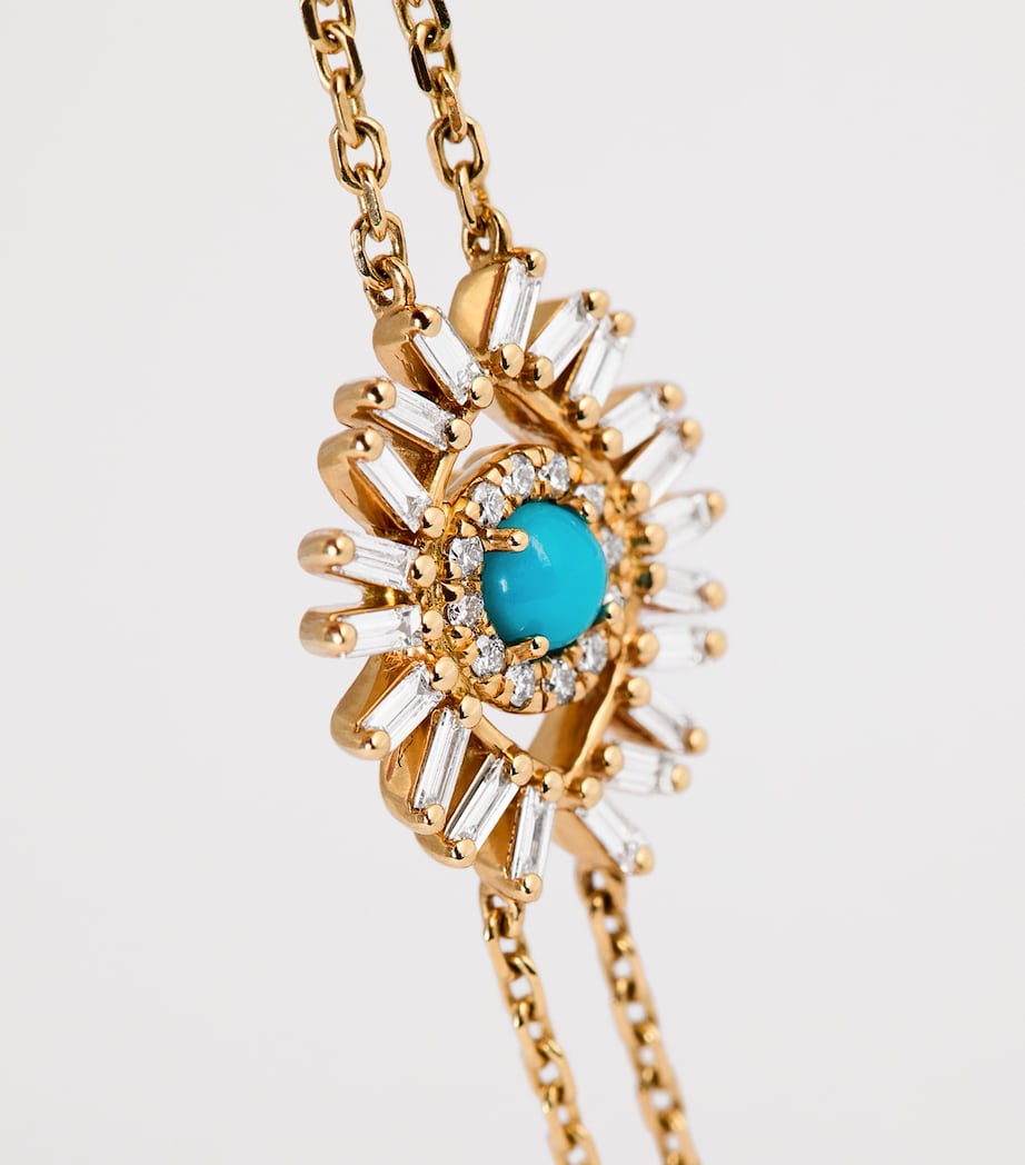 Yellow Gold and Turquoise Evil Eye Chain Bracelet 18K YG/TURQ Image 4