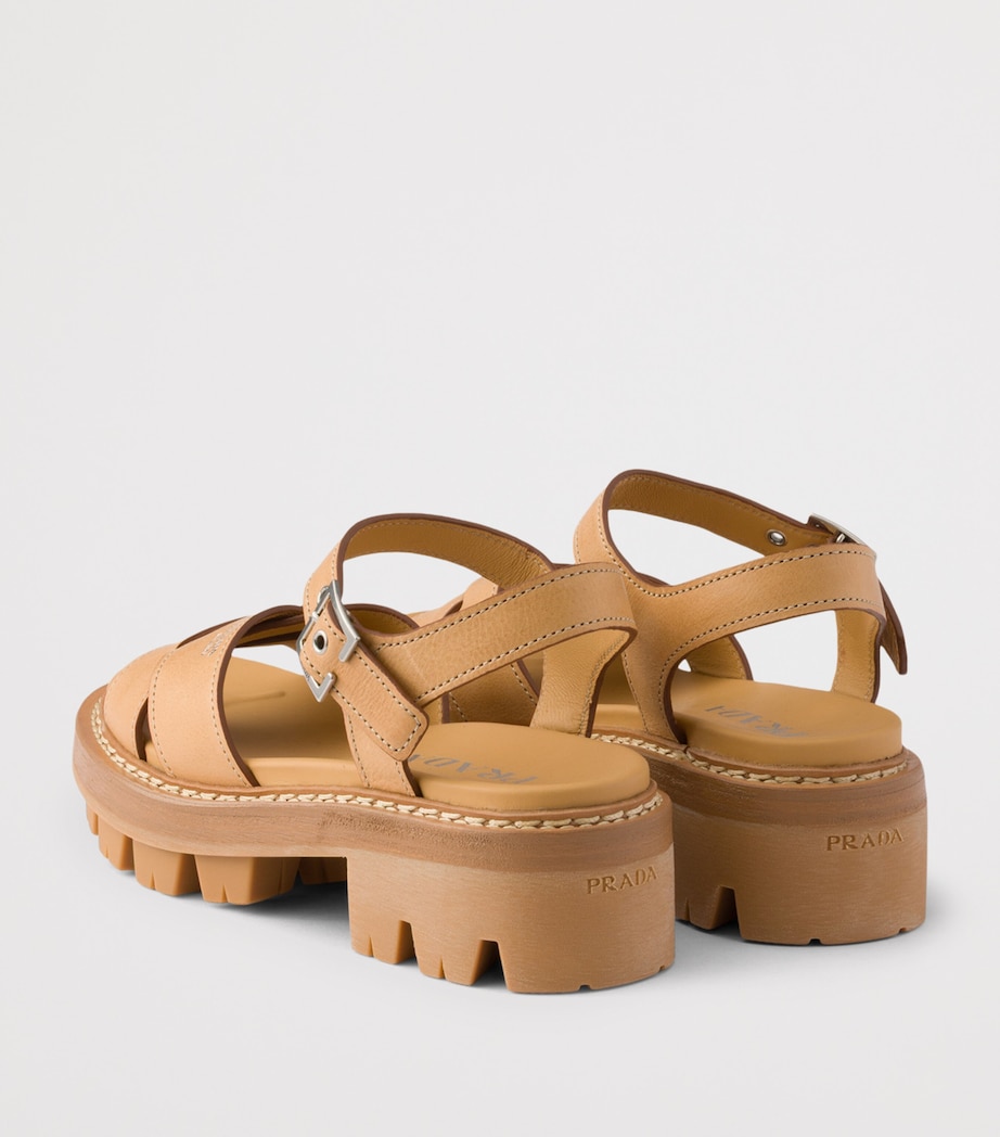 Prada Lambskin Platform Sandals 55 Neutral Image 4