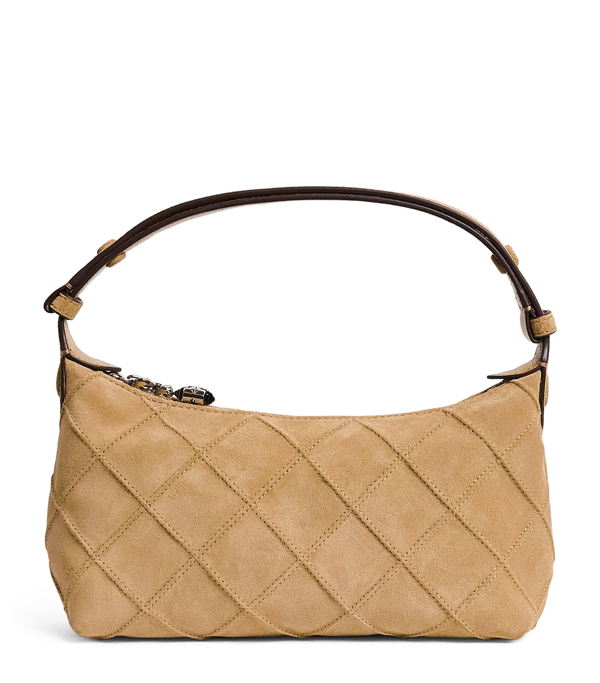 Tory Burch Mini Suede Fleming Top Handle Bag Stone Image 1