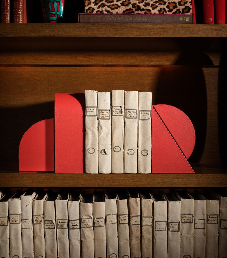 Leather Right Cubist Bookend RED Image 2