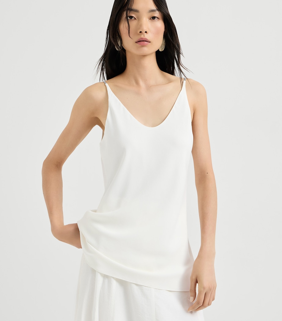 Brunello Cucinelli Womens Sable Silk Crepe Tank Top Image 4