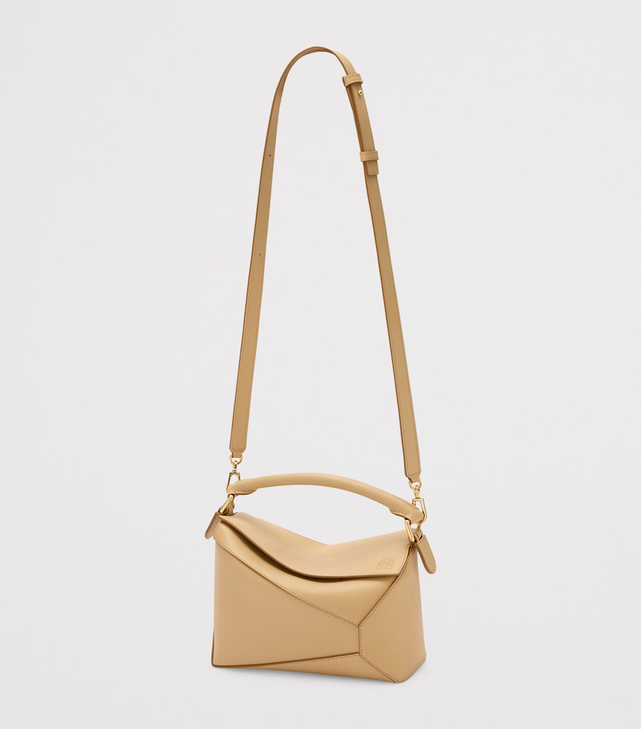 Small Leather Puzzle Edge Top-Handle Bag SILK BEIGE Image 6