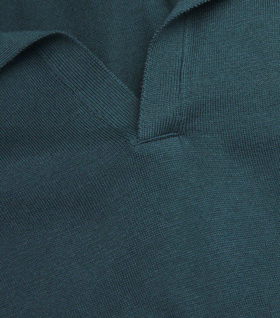 John Smedley Mens Sea Island Cotton Skipper-Collar Noah Polo Shirt Rainforest Image 5