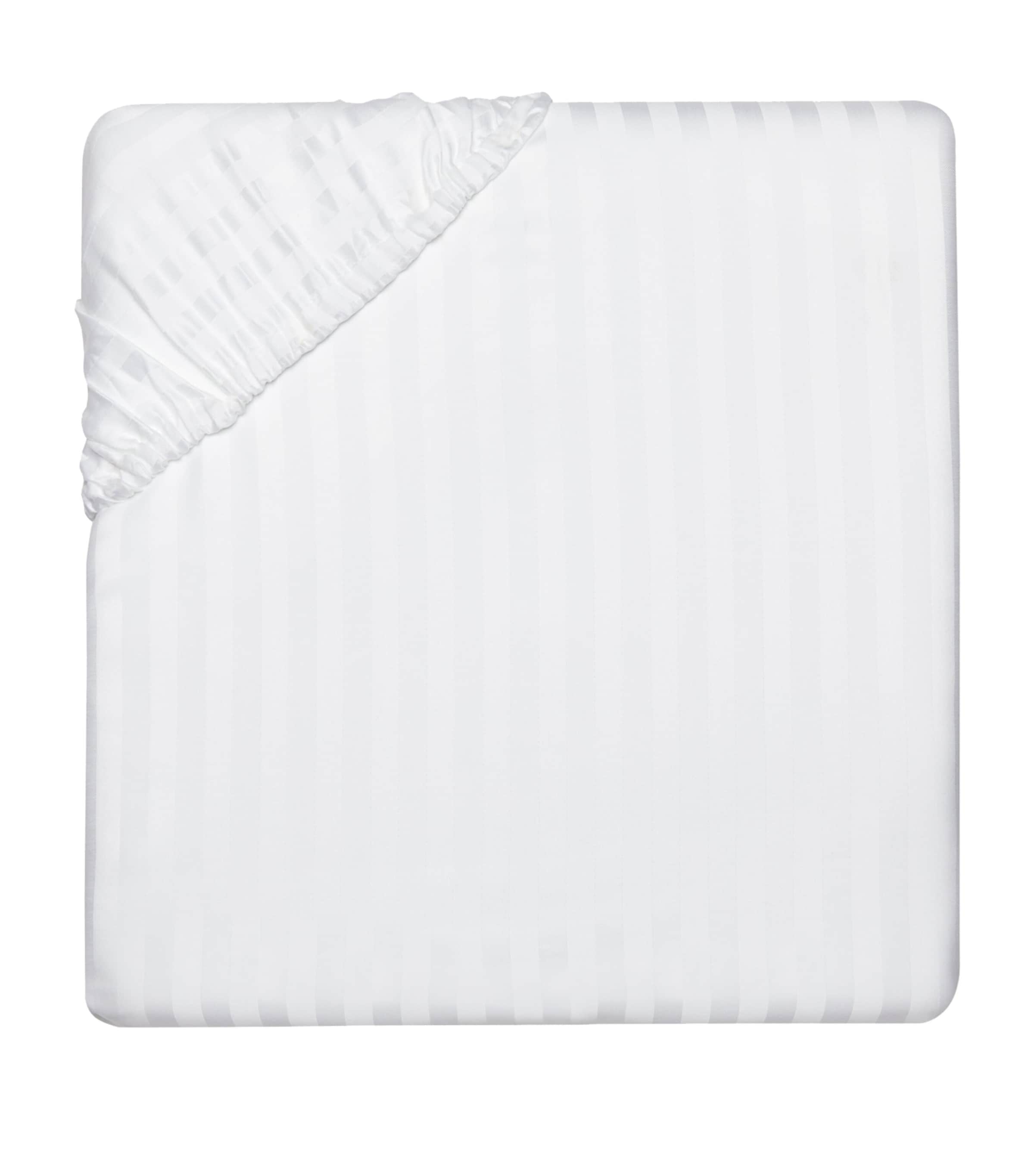 Pratesi Raso Rigato Super King Fitted Sheet In White
